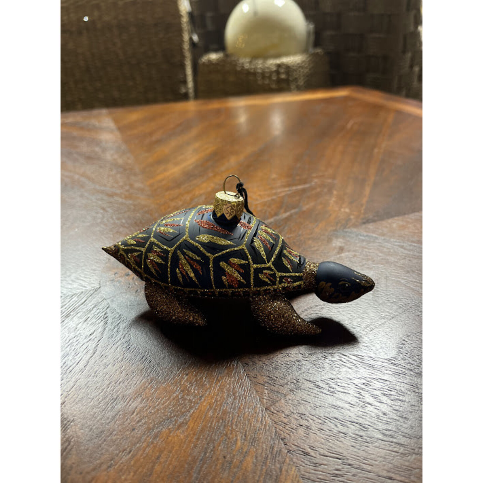 Mia A Touch Of Gold Free Form Glass Turtle Christmas Ornament