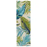 Jaipur Living Catalina Blue & Green Palm Indoor/Outdoor Rug Runner 2.5' x 8'