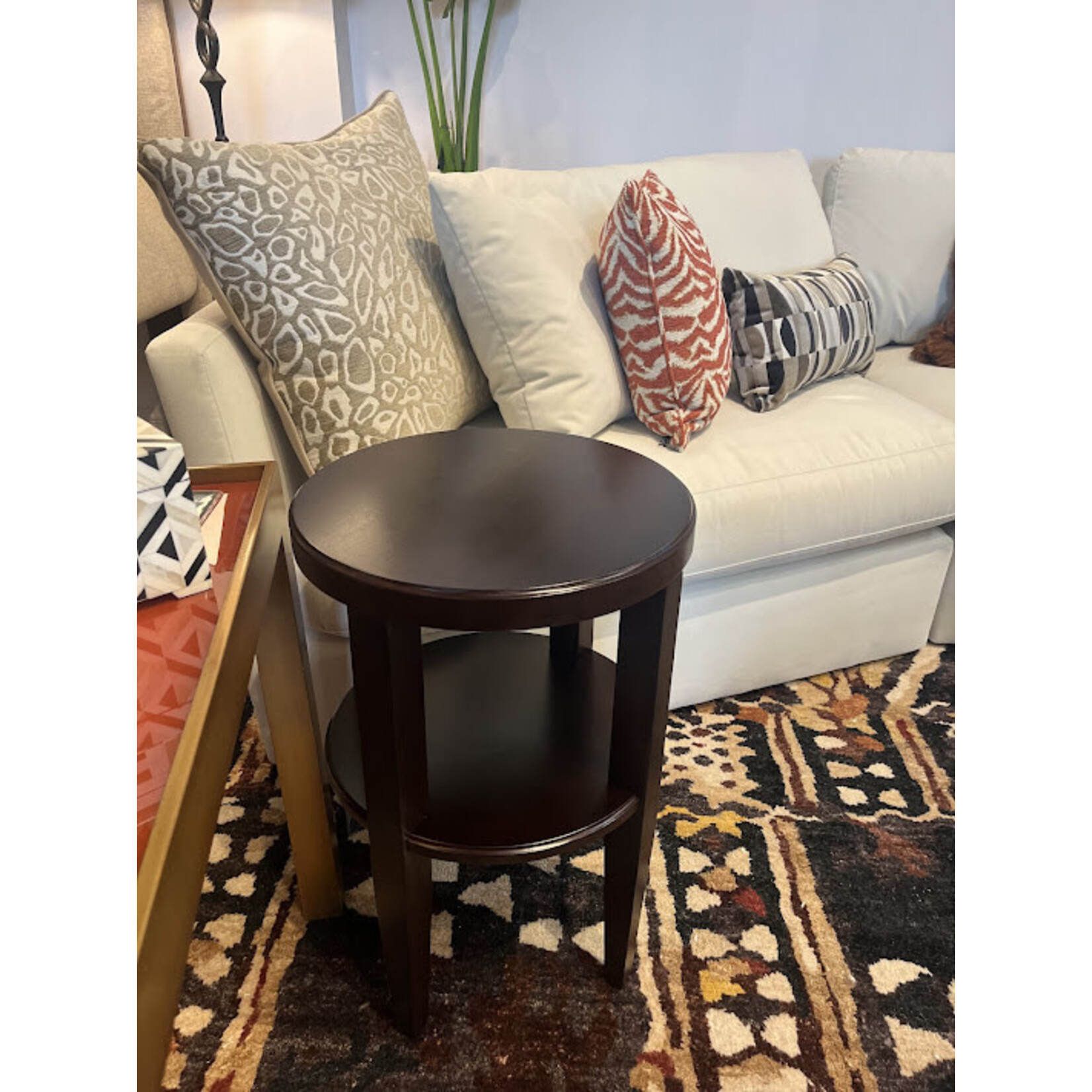 Accents Beyond Round Cherry 2 Tier Side Table