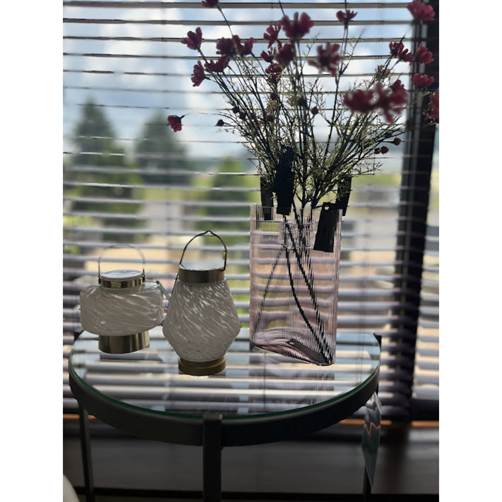 Accents Beyond Demilune Metal Table With Glass Top Silver Finish