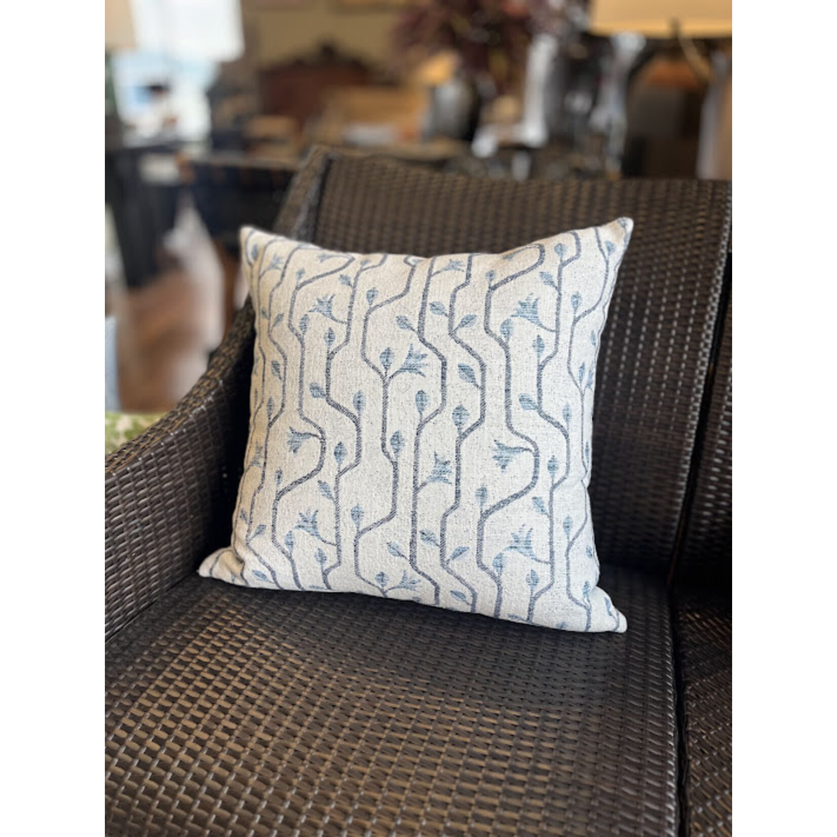 Kevin O'Brien Studio Craftsman Weather Resistant Blue Throw Pillow 22x22