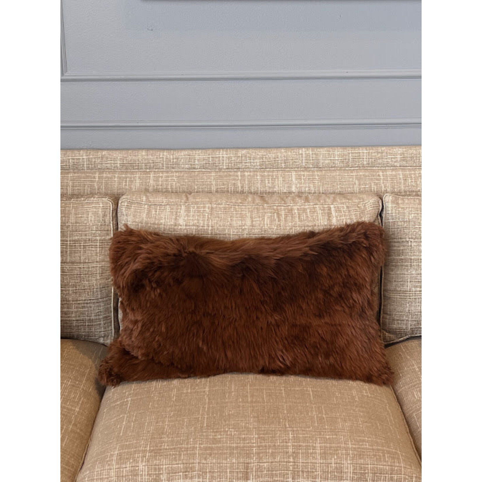 Gabby Alpaca Copper Throw Pillow with Feather Insert 14x24