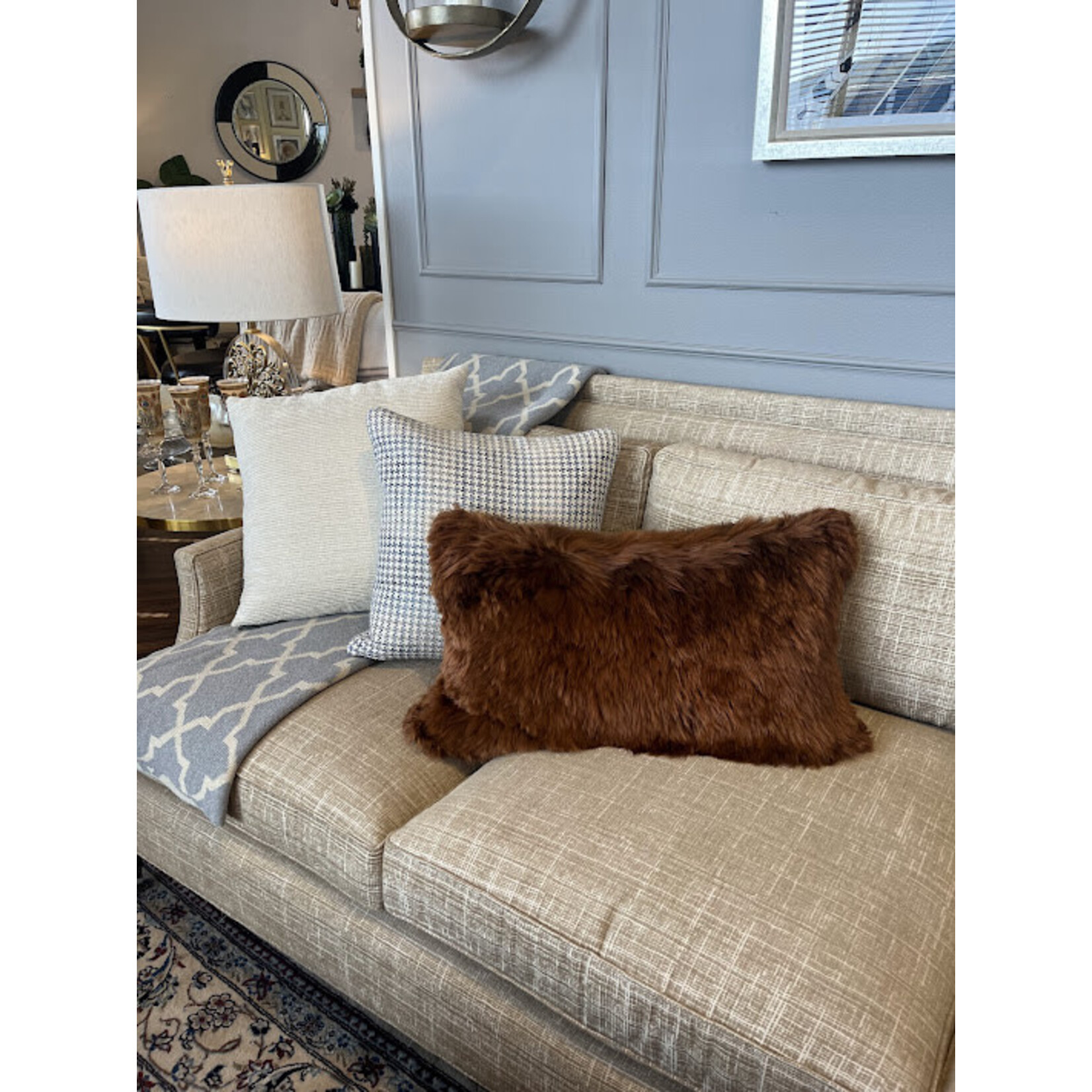 Gabby Alpaca Copper Throw Pillow with Feather Insert 14x24