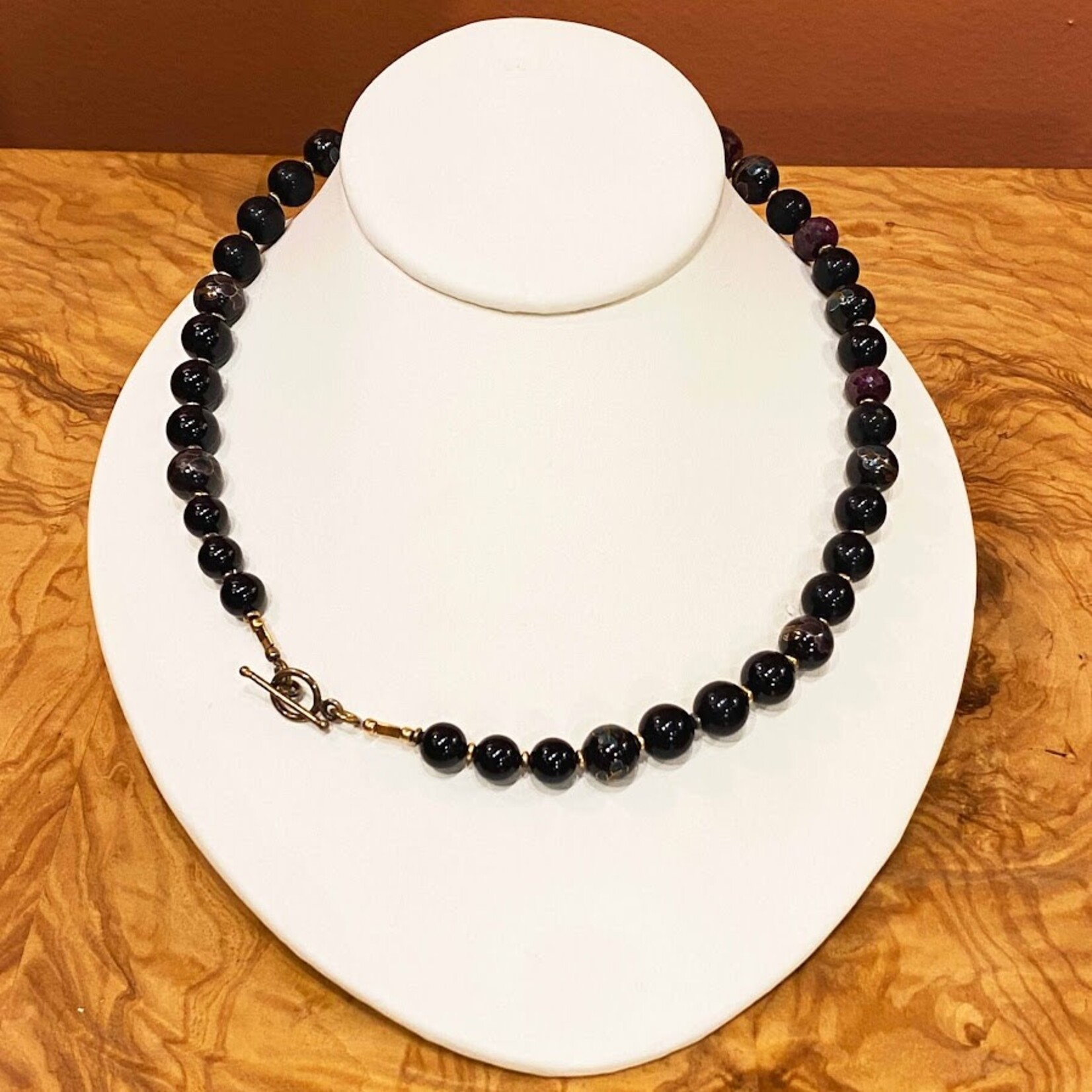 Colibri Books Black Onyx Cloisonné & Ruby Beaded Necklace