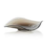 Zodax Tropezana Wave Glass Bowl Taupe 13.75"