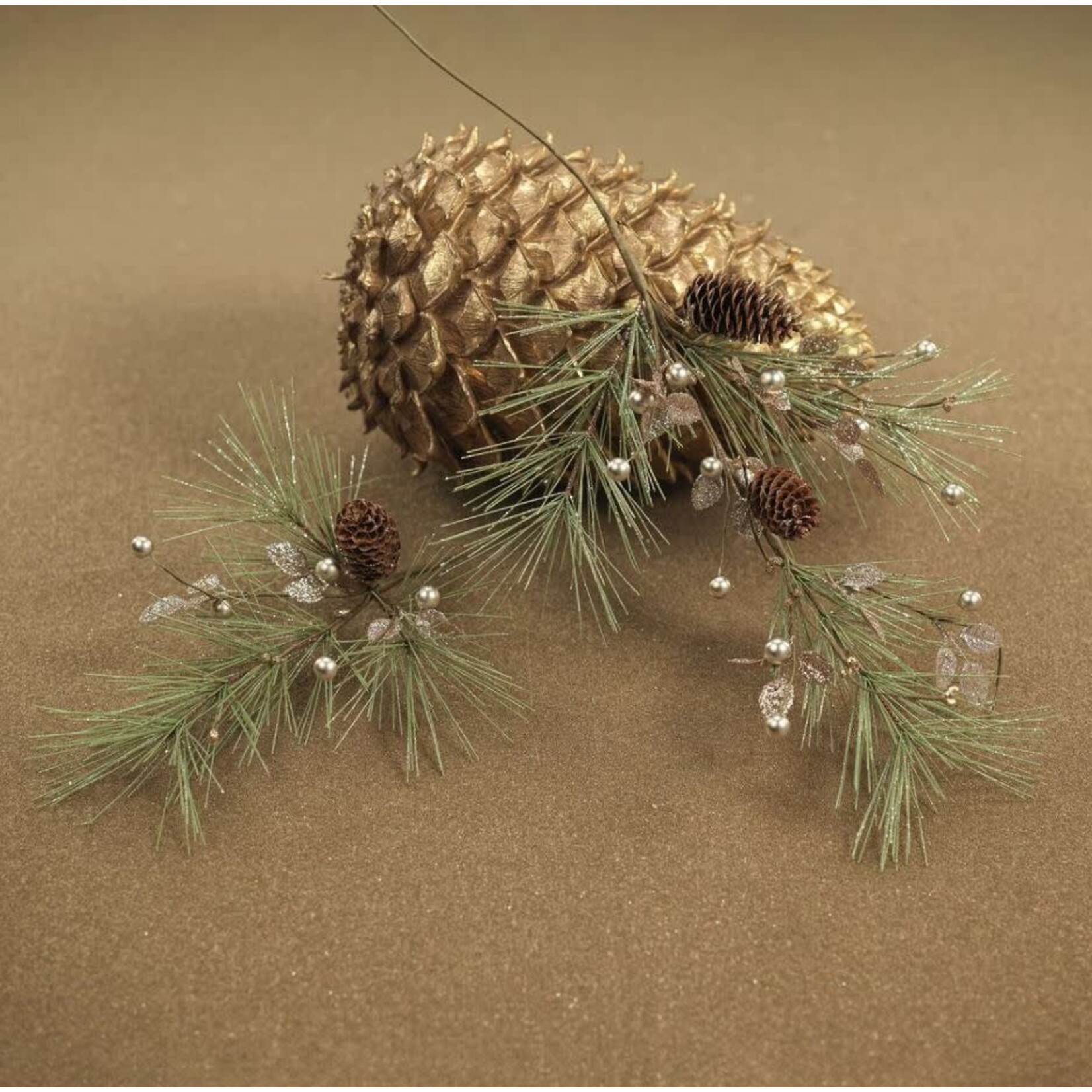 Zodax Needle Pin Tree Branch with Glitter Pine Cone