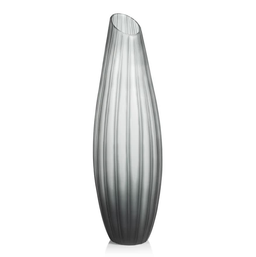 Zodax Mayfair Cut Glass Vase Gray Tall - Designer's Studio