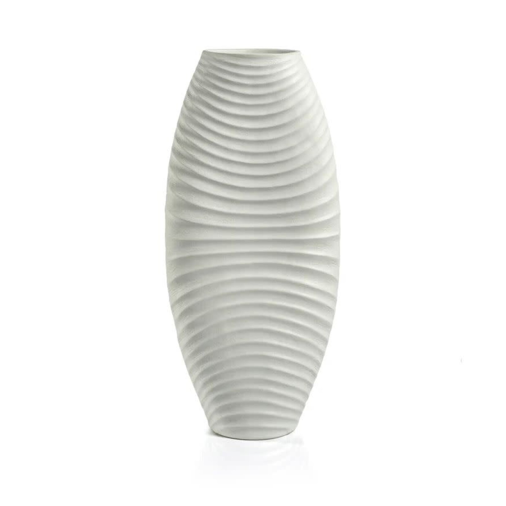 Zodax Toyama Rippled White Stoneware Vase