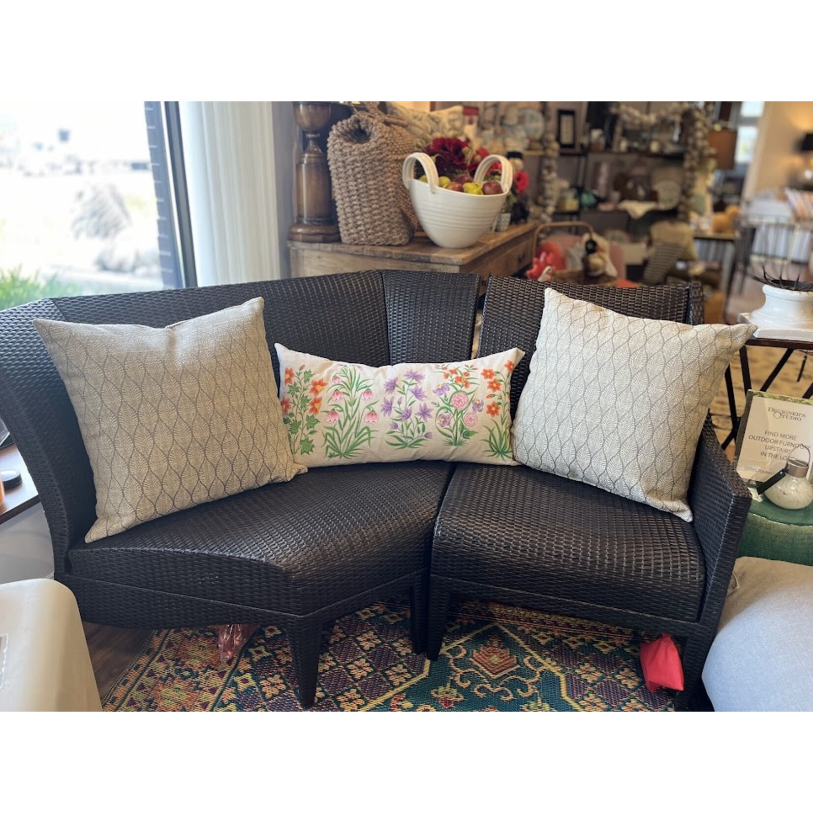 Anaya Summer Flora Mocha Indoor Outdoor Pillow 24"x24"