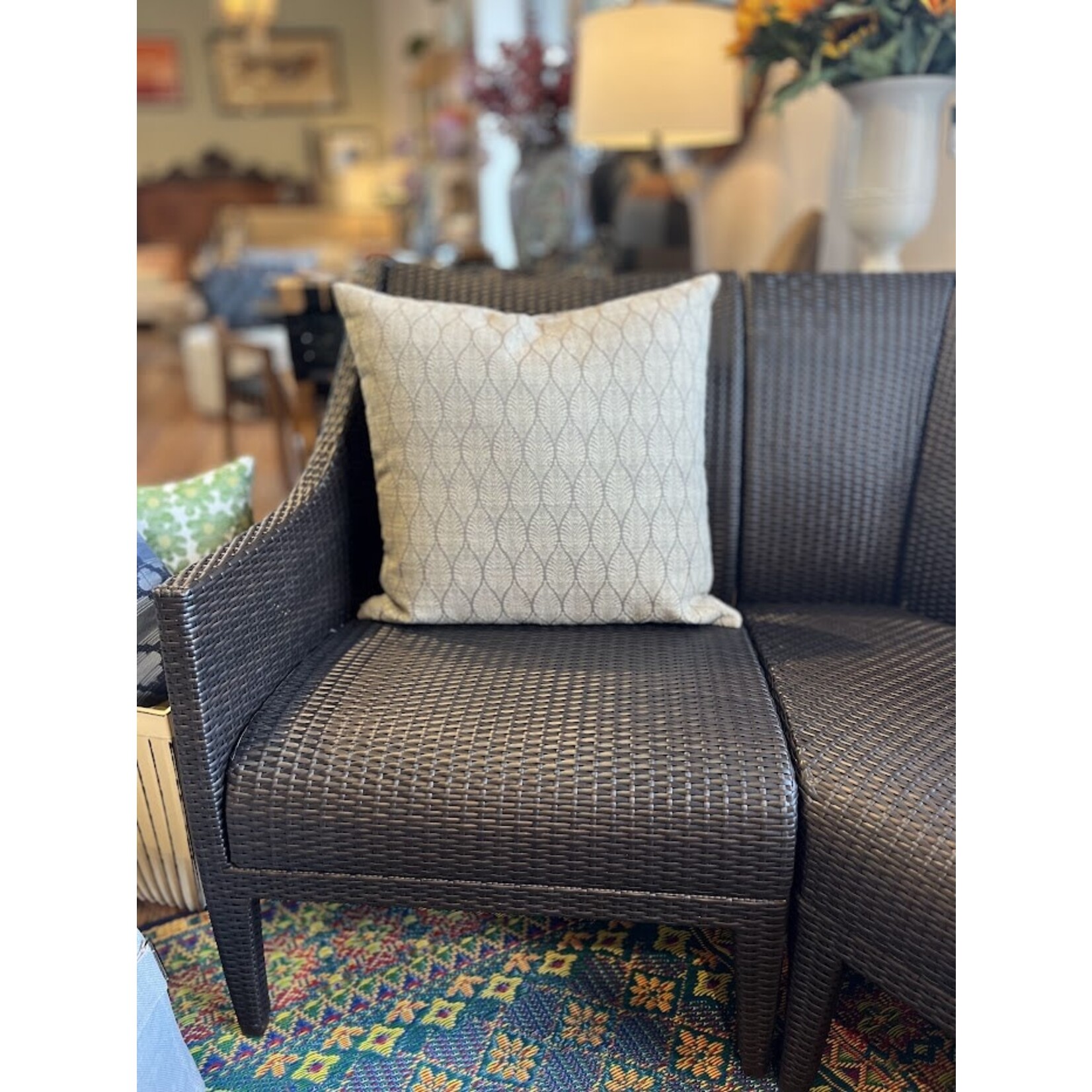 Anaya Summer Flora Mocha Indoor Outdoor Pillow 24"x24"