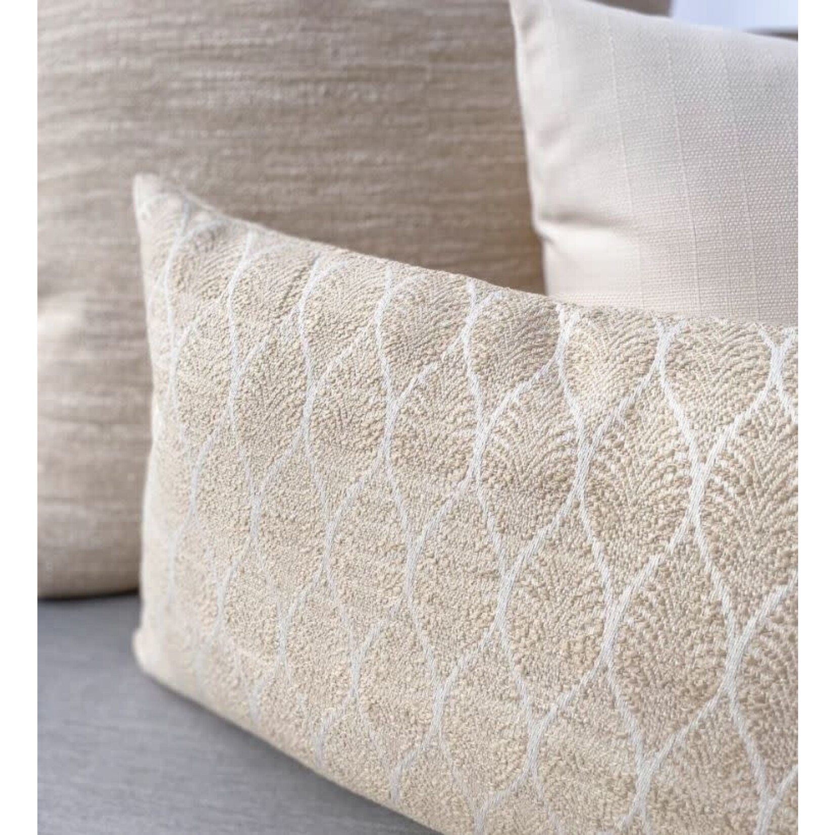 Anaya Summer Flora Light Beige Outdoor Pillow 14x20  with Insert