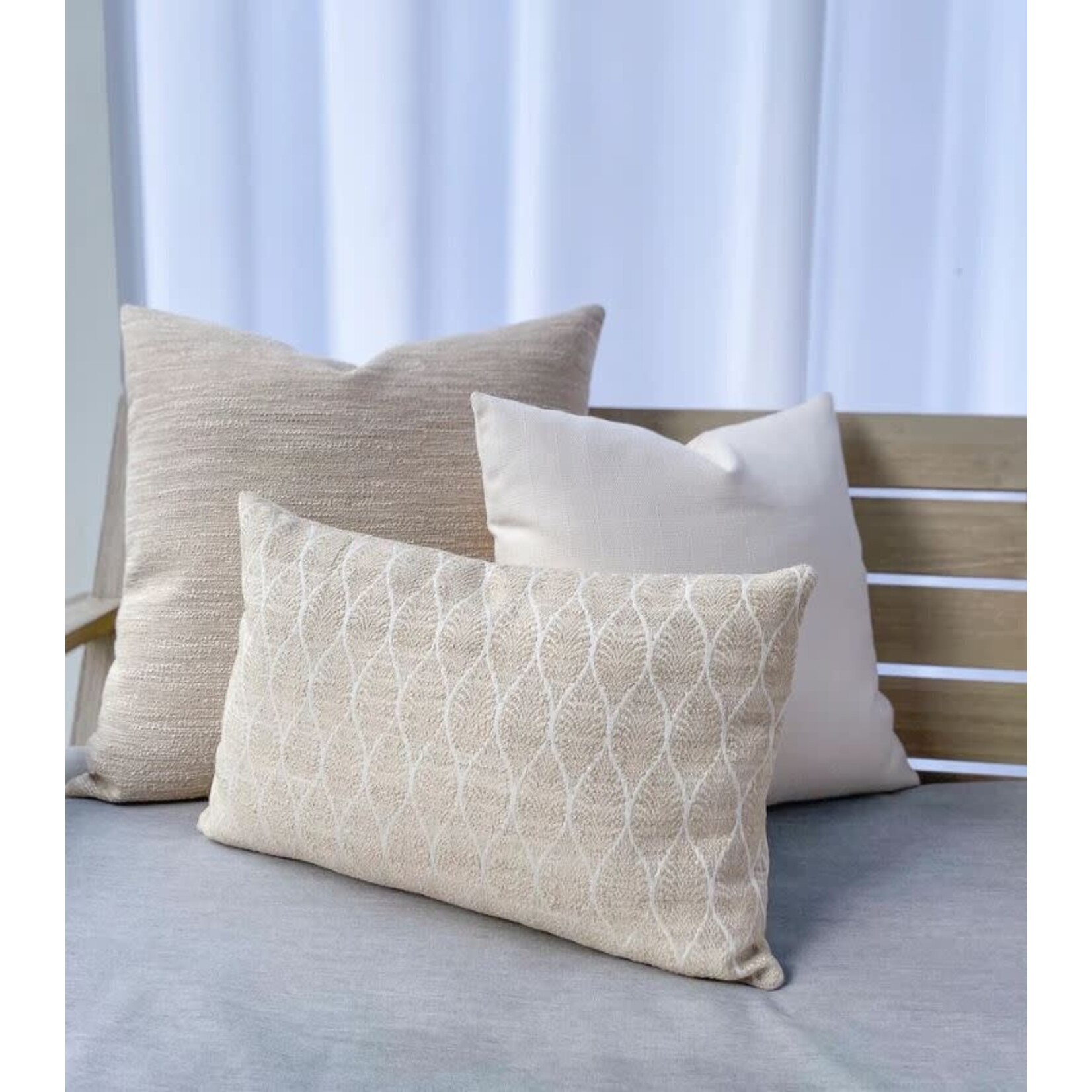 Anaya Summer Flora Light Beige Outdoor Pillow 14x20  with Insert