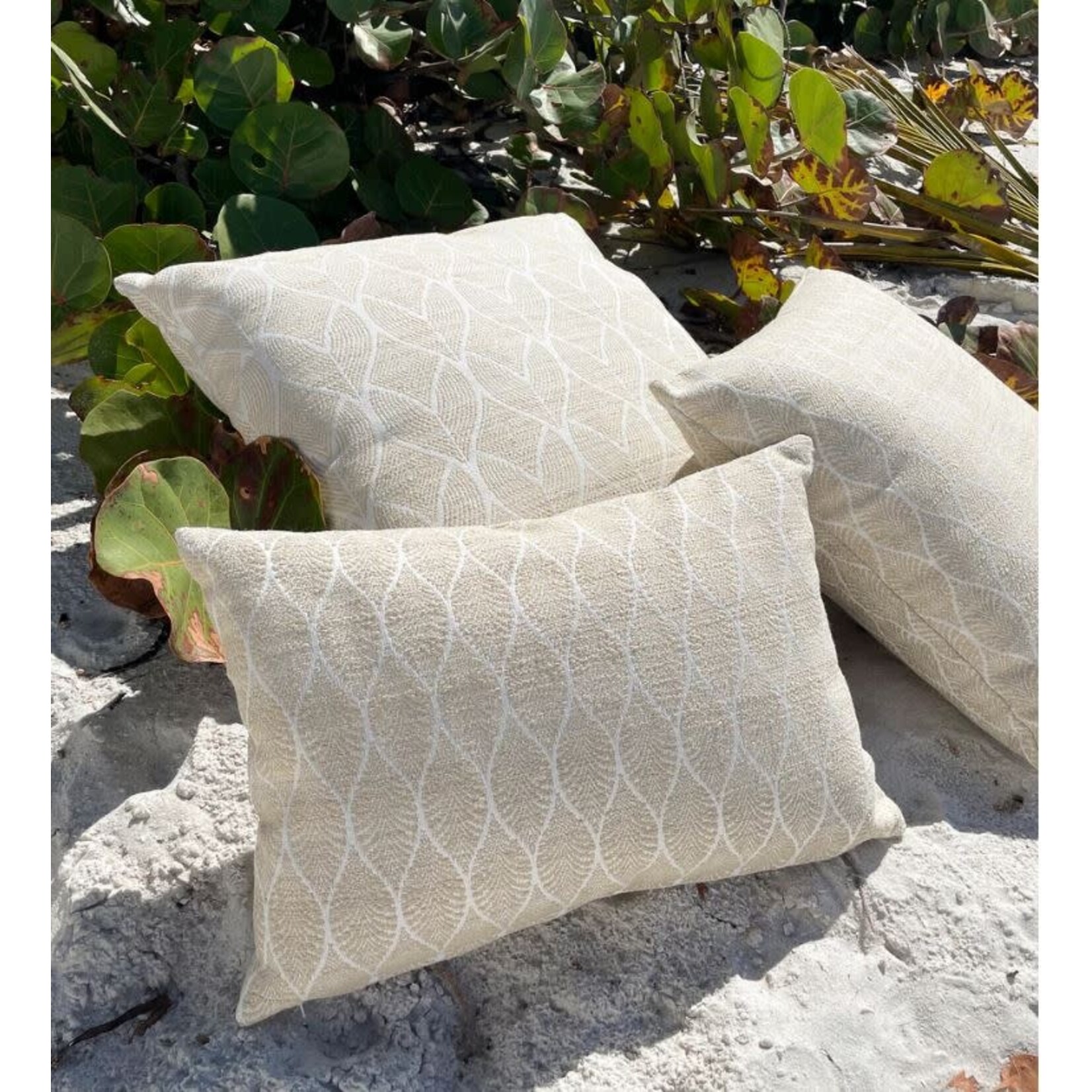 Anaya Summer Flora Light Beige Outdoor Pillow 14x20  with Insert