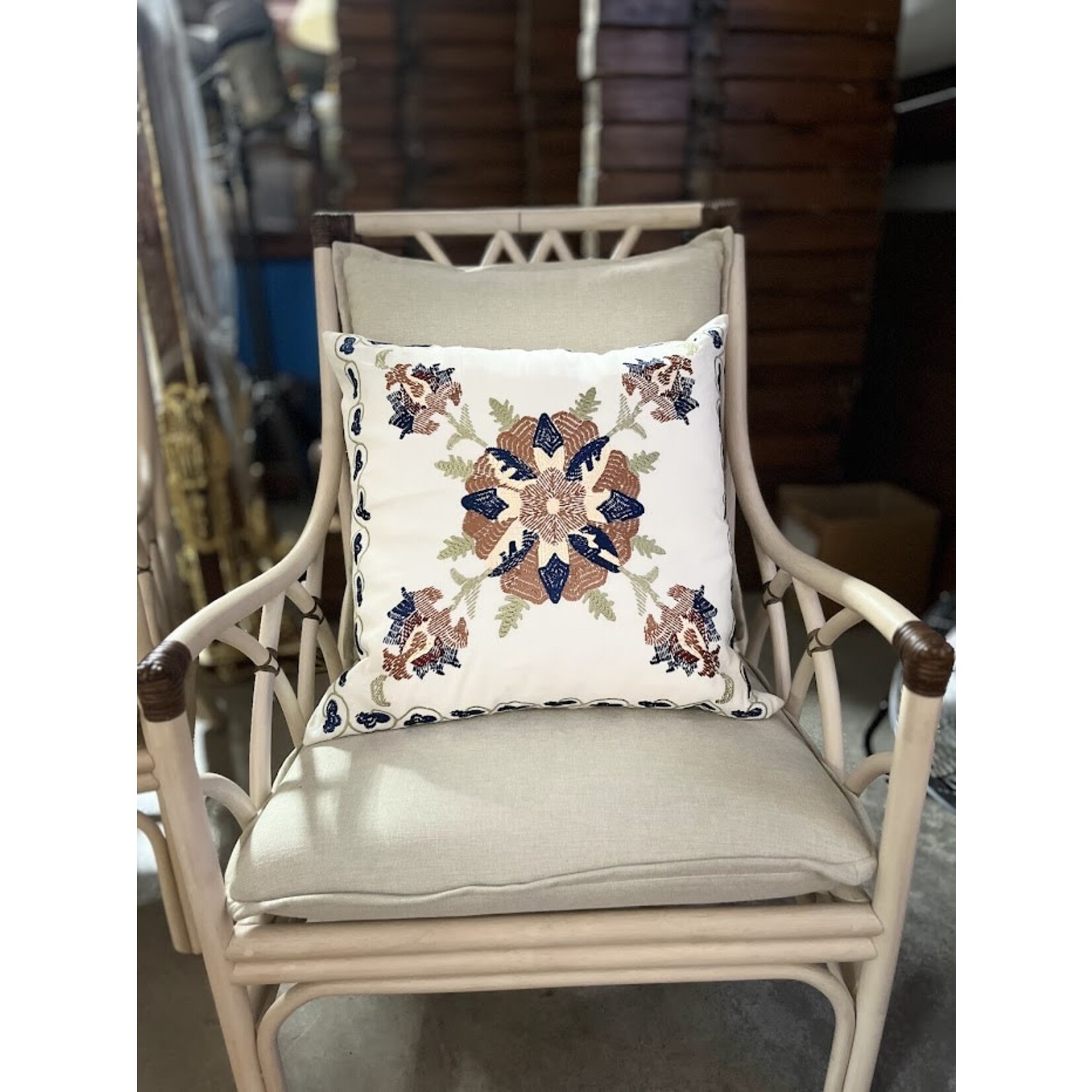 John Robshaw Textiles Atthi Embroidered Decorative Throw Pillow - 22x22