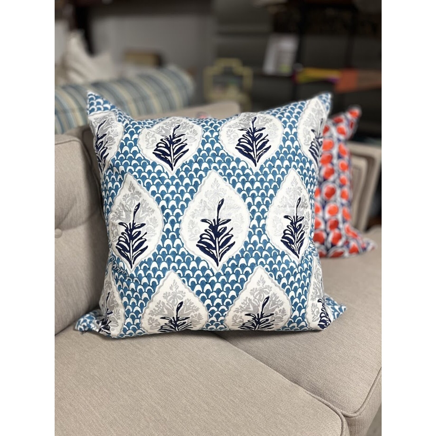 John Robshaw Textiles Lumah Peacock Euro Pillow