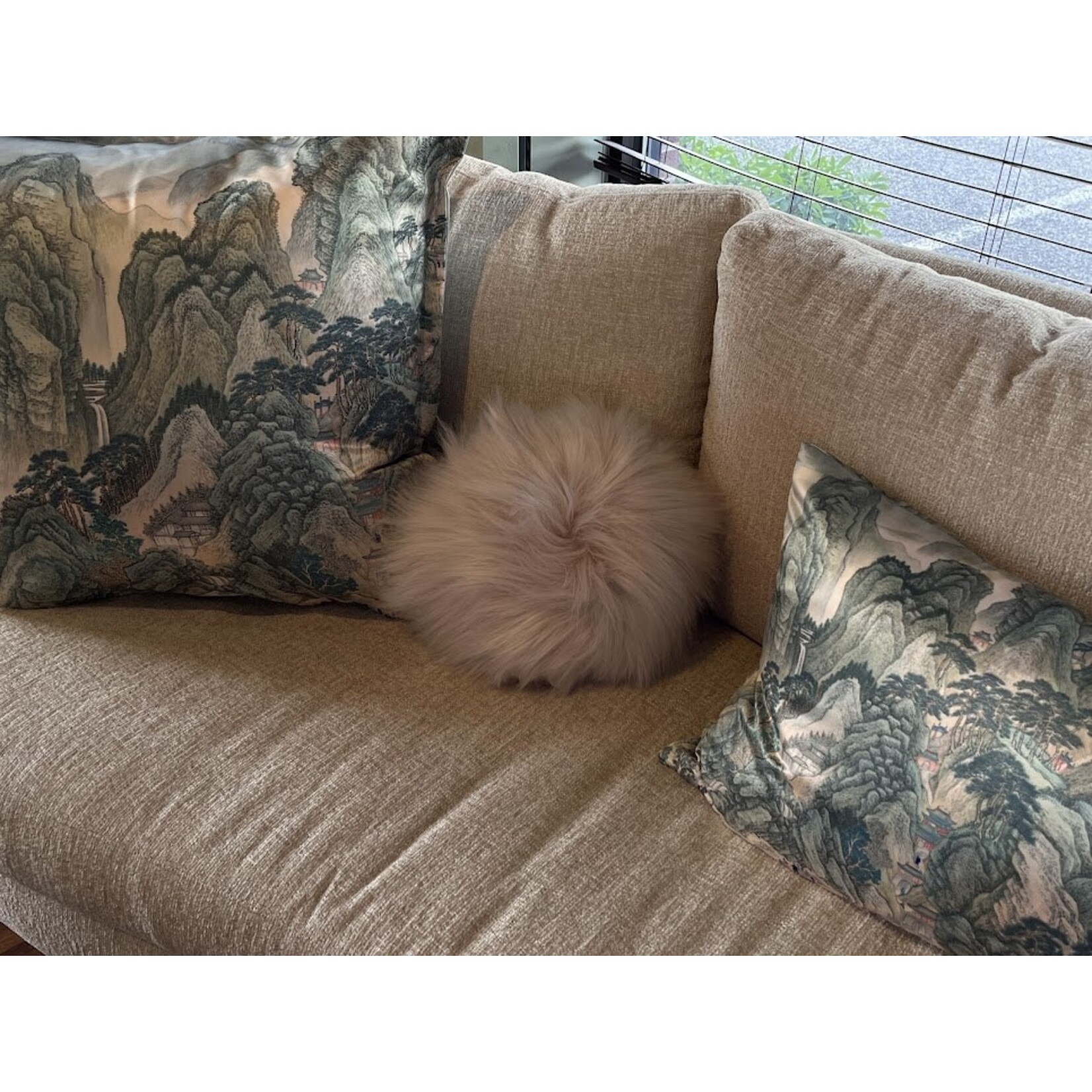 Evelyne Prelonge Snowball Faux Fur Himalaya Blush Pillow Puff