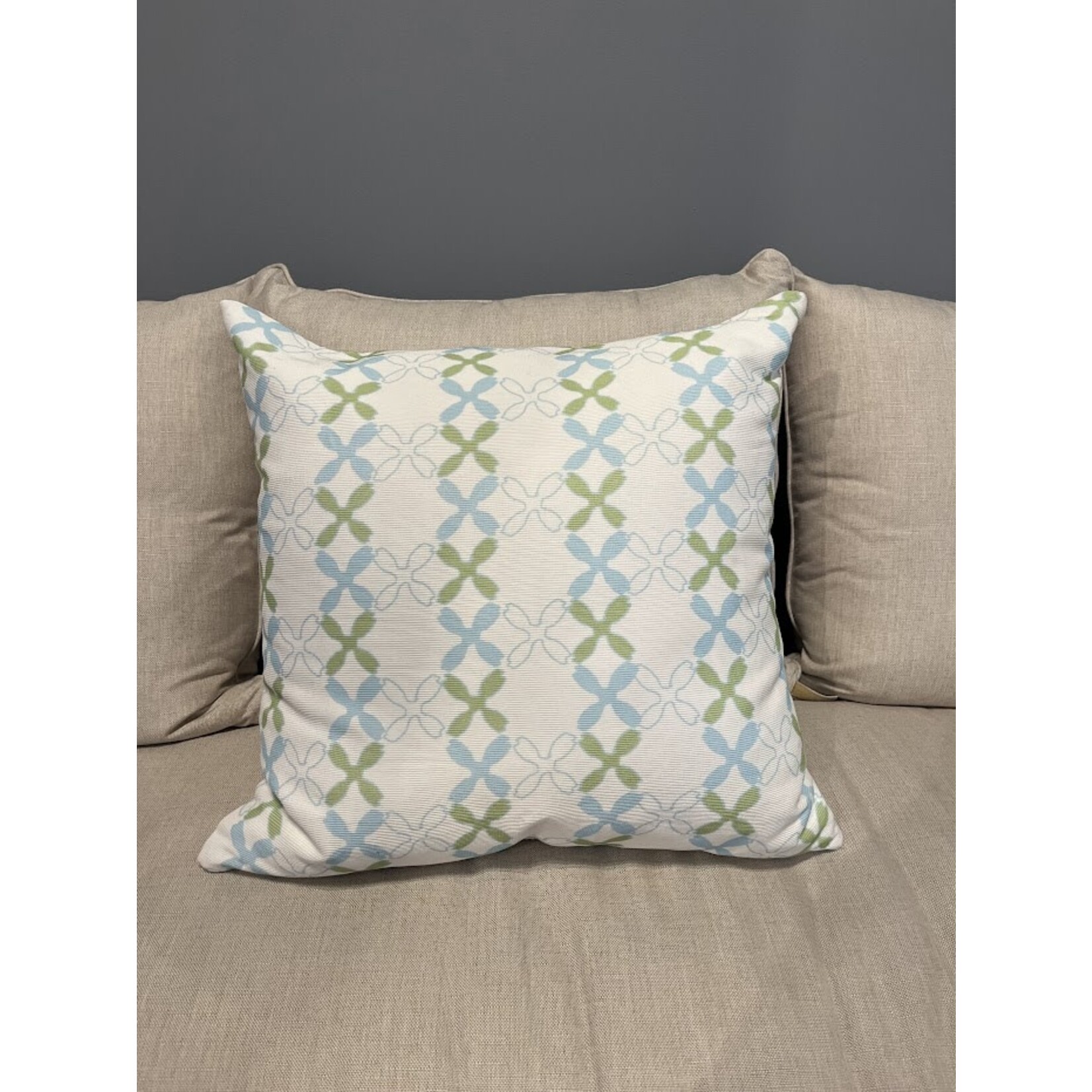 John Robshaw Textiles Yug Blue & Green Decorative Outdoor Pillow 22"x22"