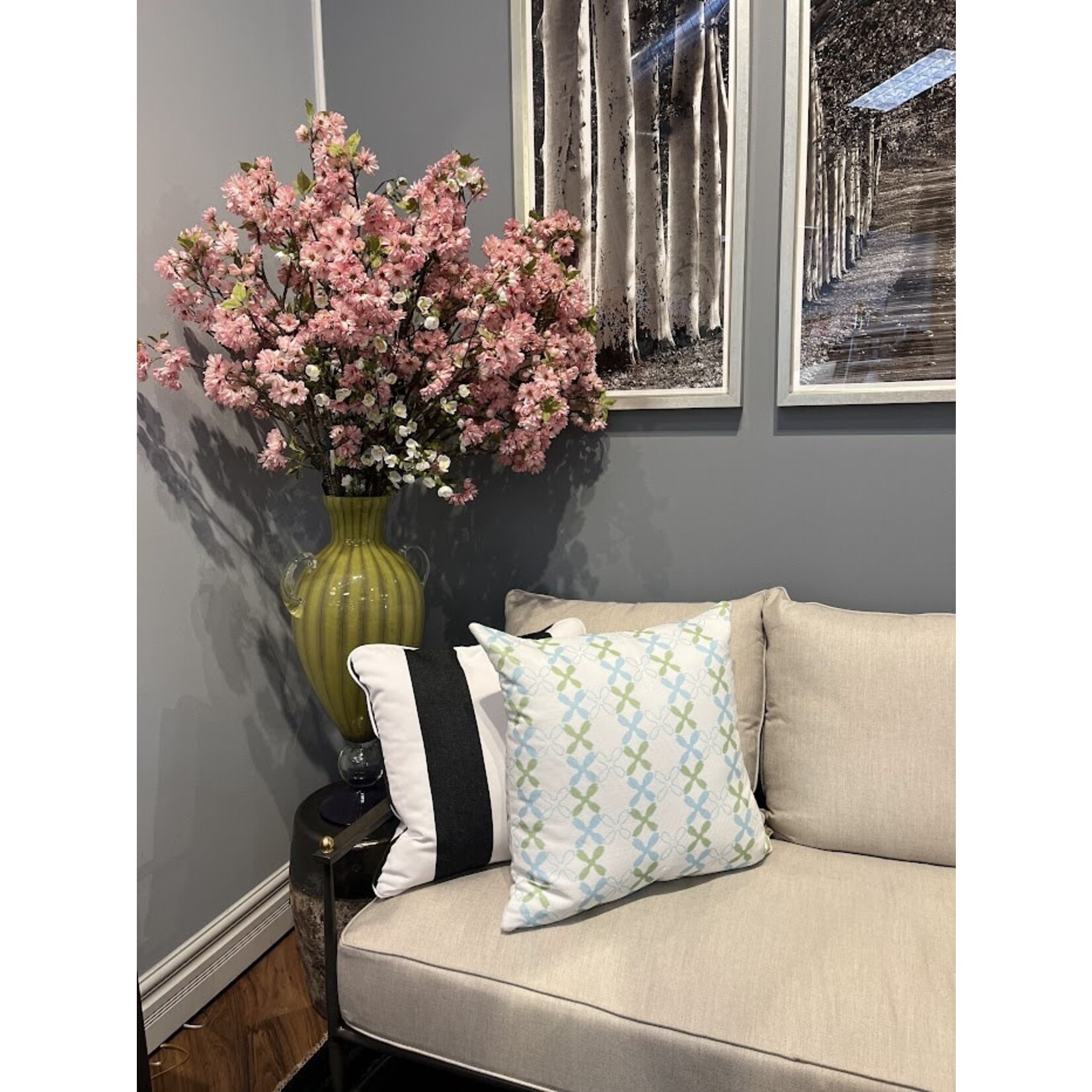 John Robshaw Textiles Yug Blue & Green Decorative Outdoor Pillow 22"x22"