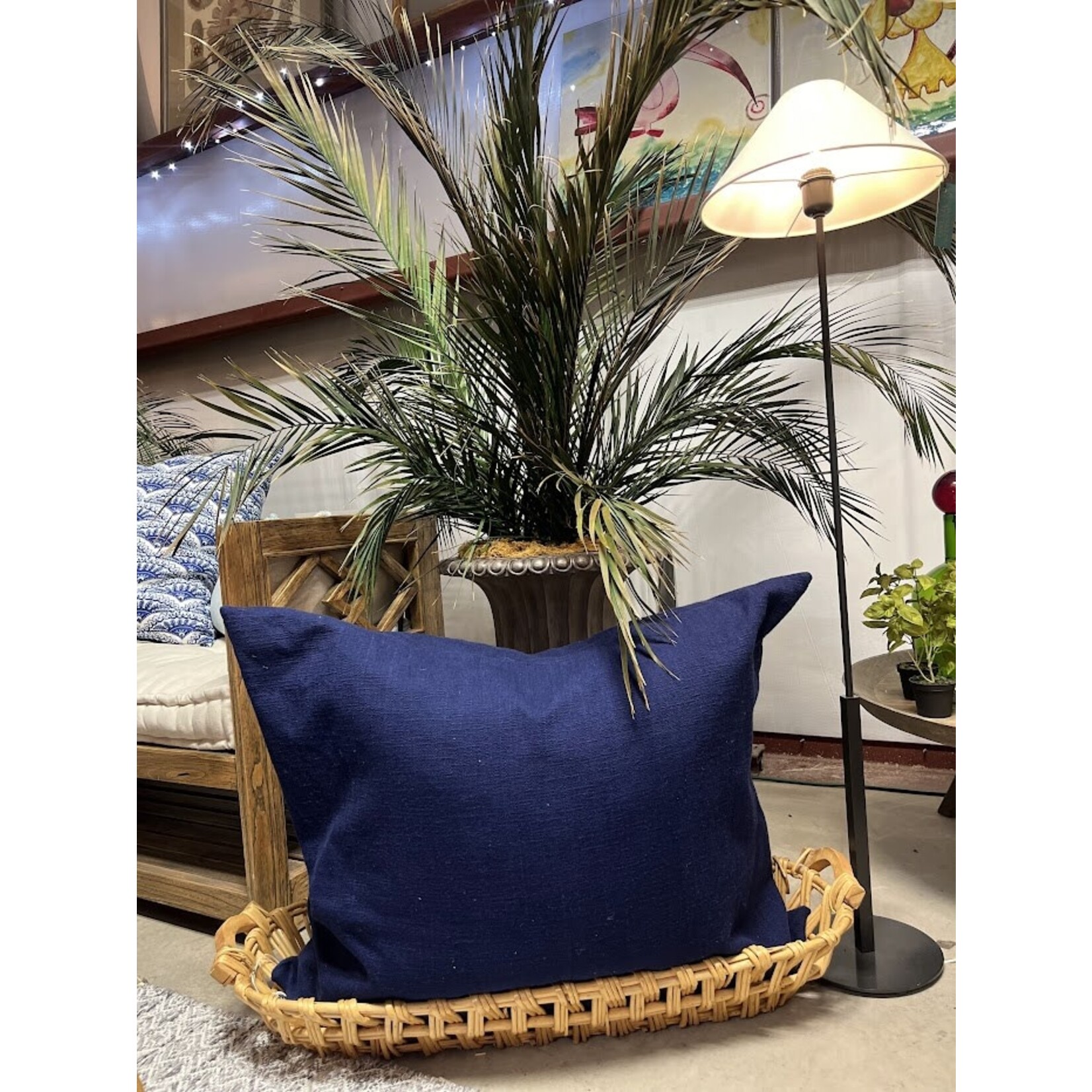 John Robshaw Textiles Aamil Indigo Cotton King Throw Pillow