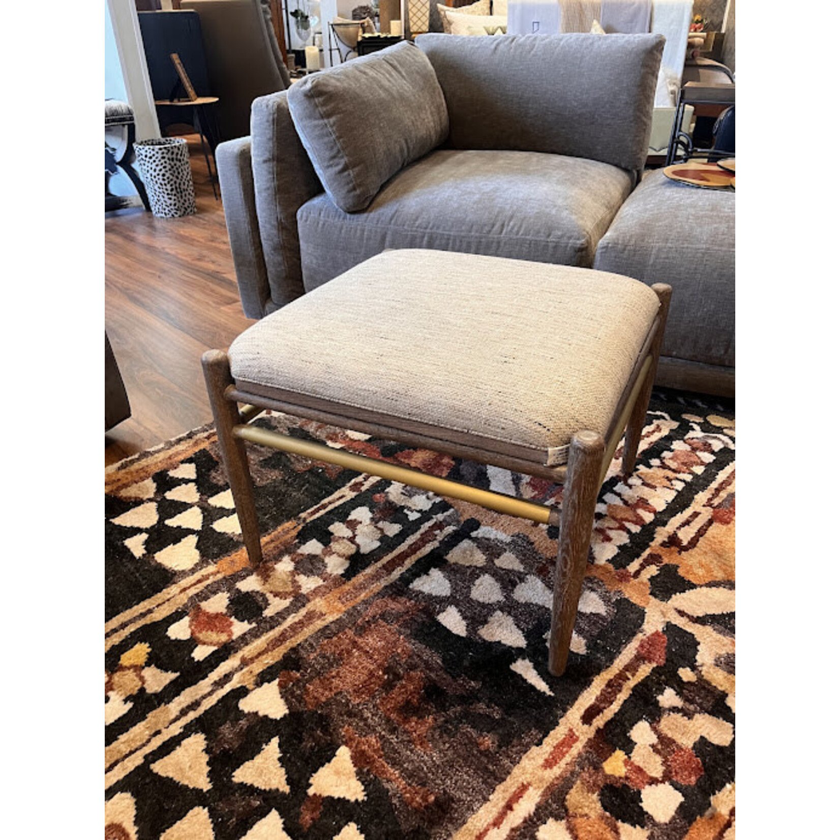 Currey & Company Visby Light Pepper Ottoman Calcutta Linen