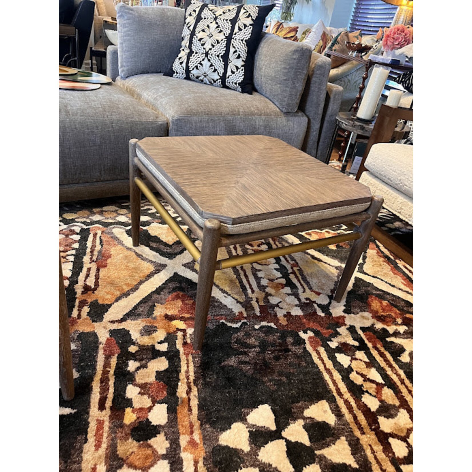 Currey & Company Visby Light Pepper Ottoman Calcutta Linen