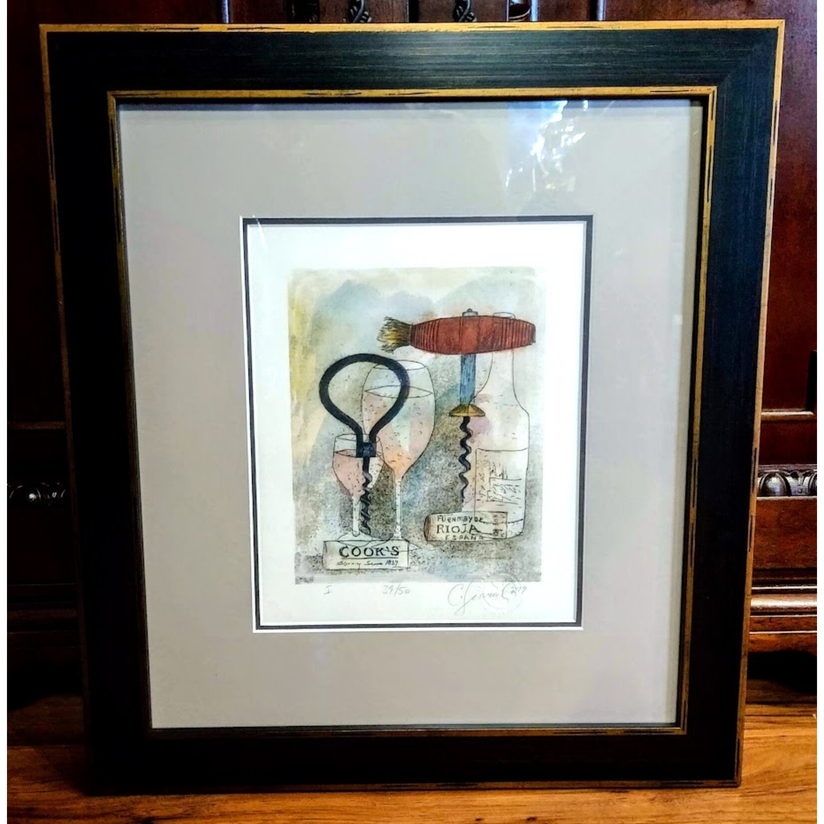 The Leonard Collection Corkscrew & Wine Bottles Artwork