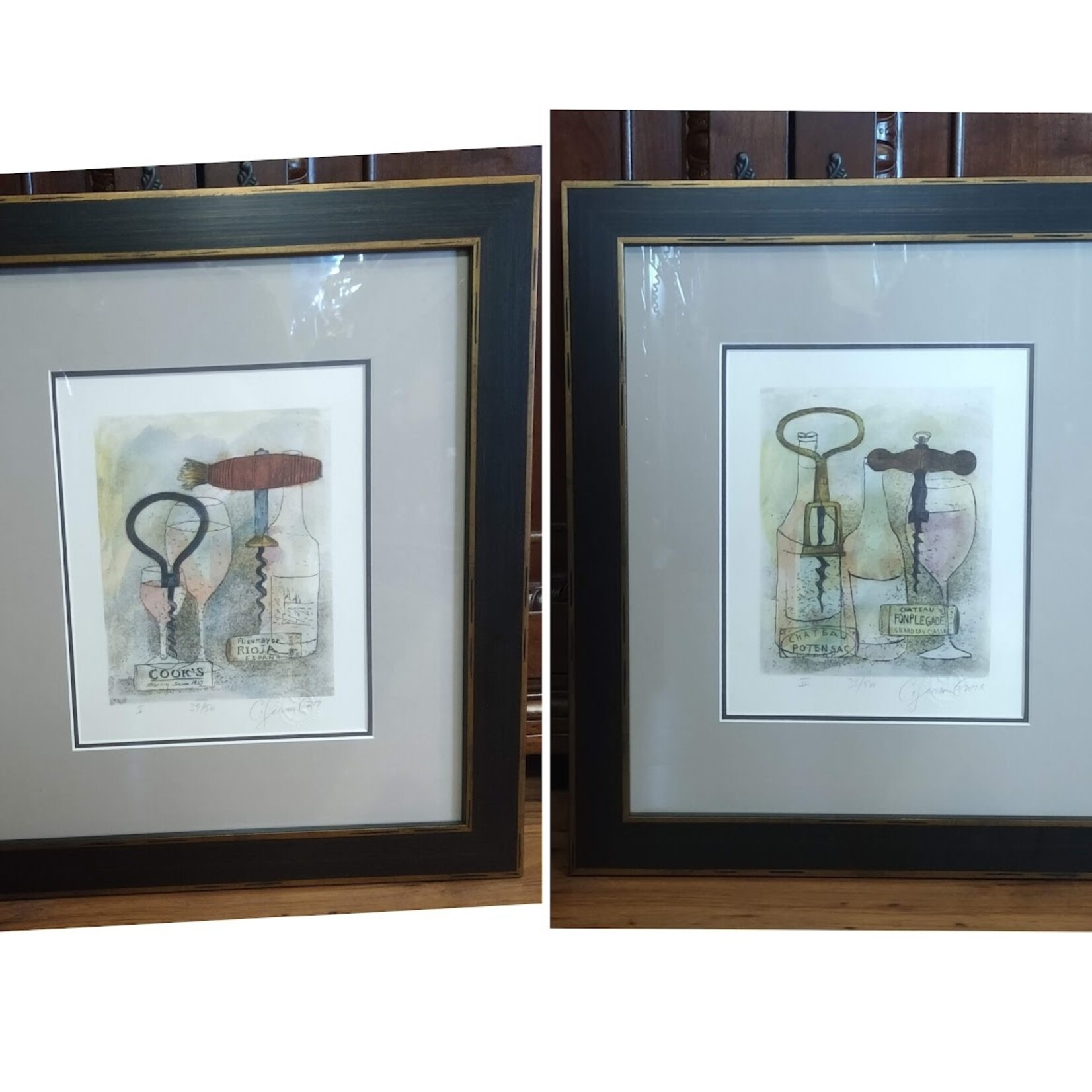 The Leonard Collection Corkscrew & Wine Bottles Framed Artwork
