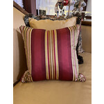 Michael Amini Red Striped Pillow with Trim