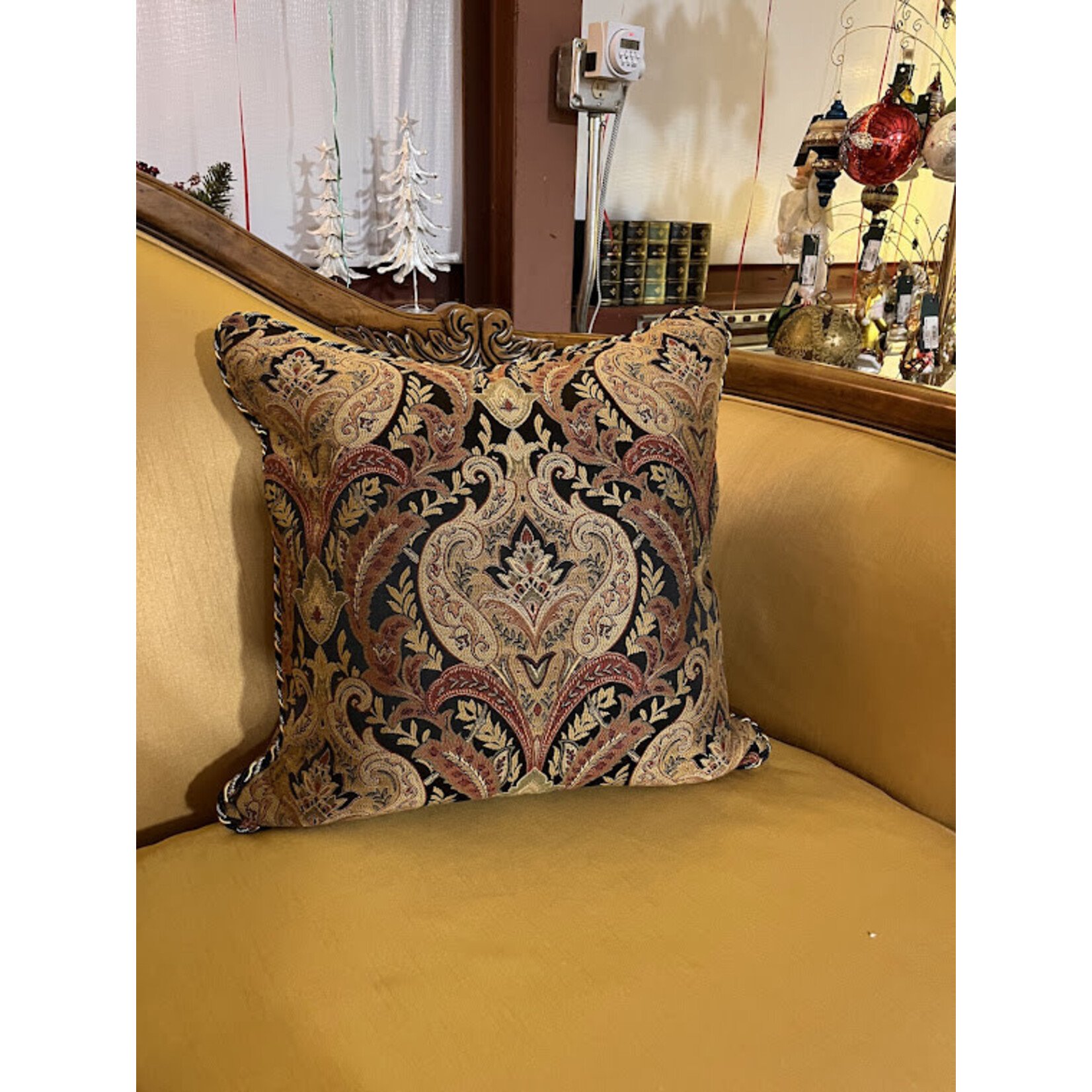 Michael Amini Black Jacquard Decorative Throw Pillow 19x19