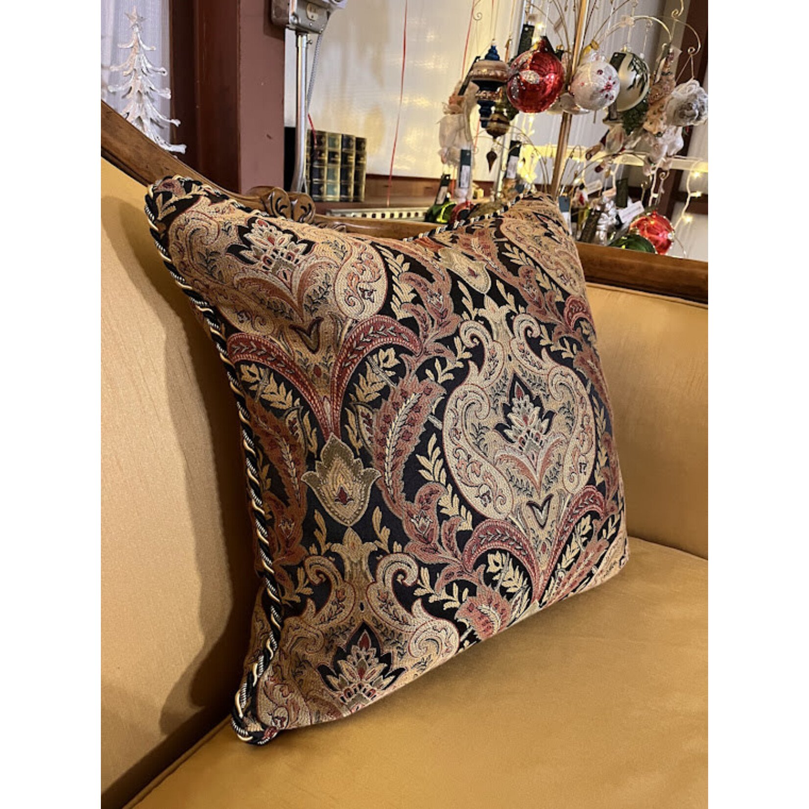 Michael Amini Black Jacquard Decorative Throw Pillow 19x19