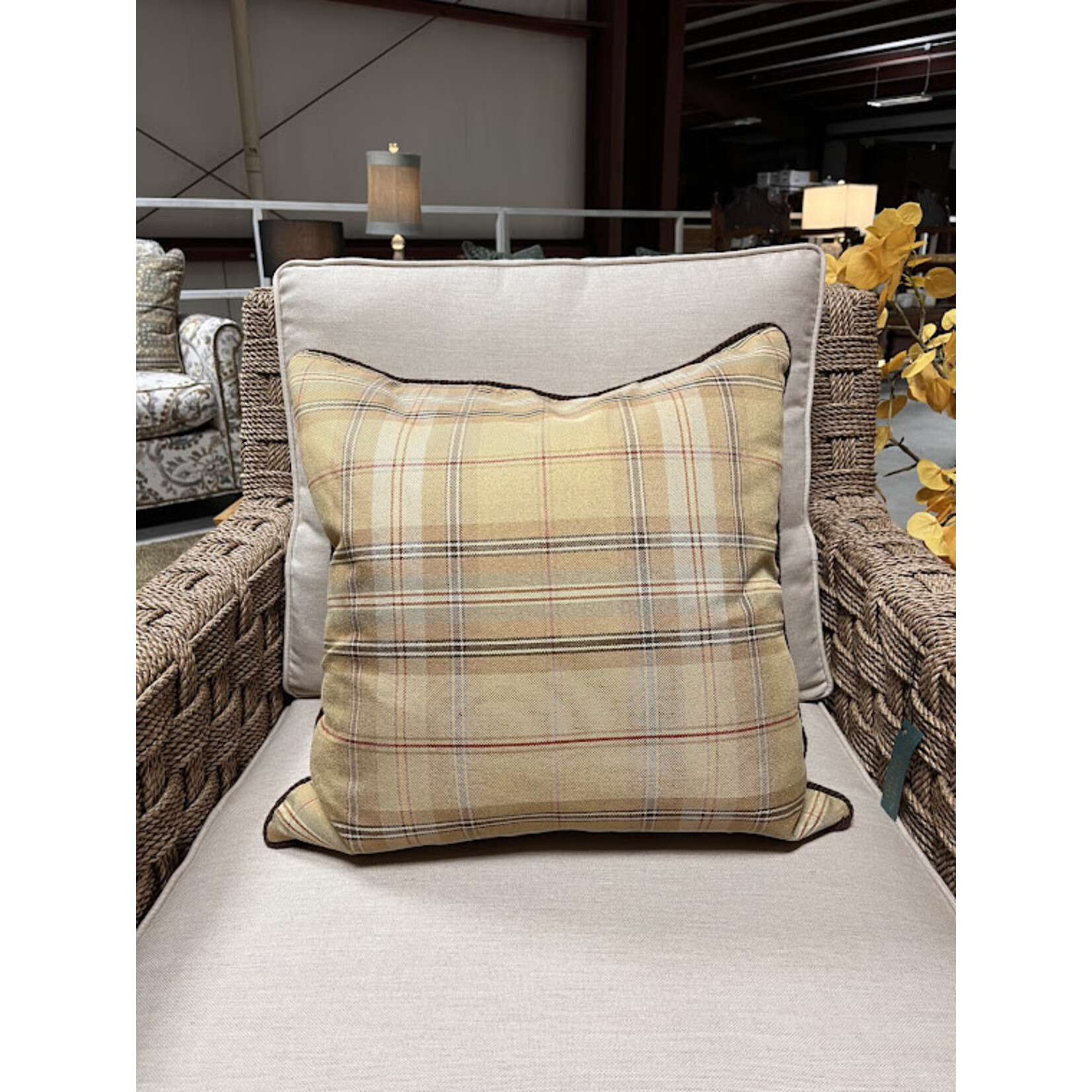Henredon Plaid Pillow with Welt