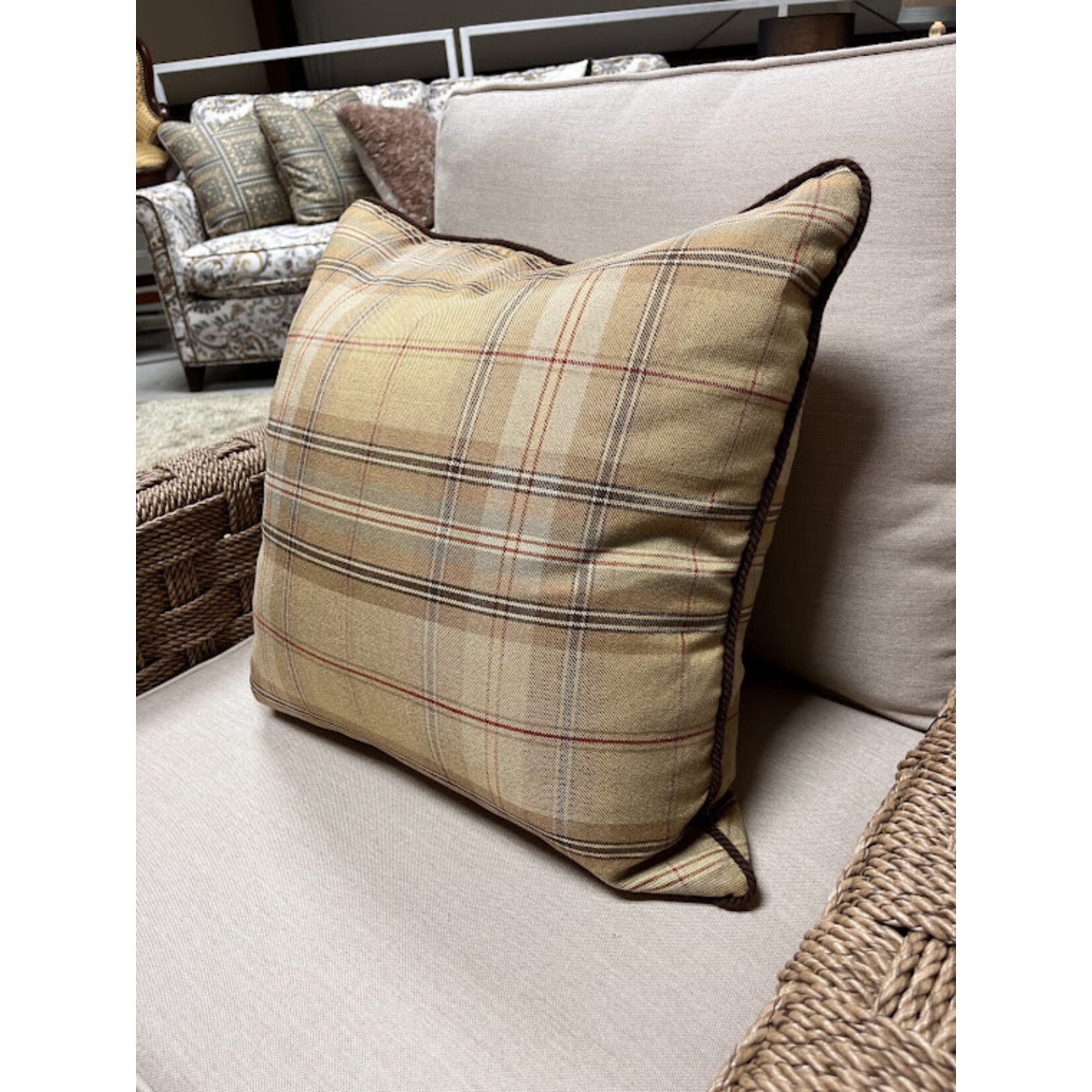 Henredon Plaid Pillow with Welt