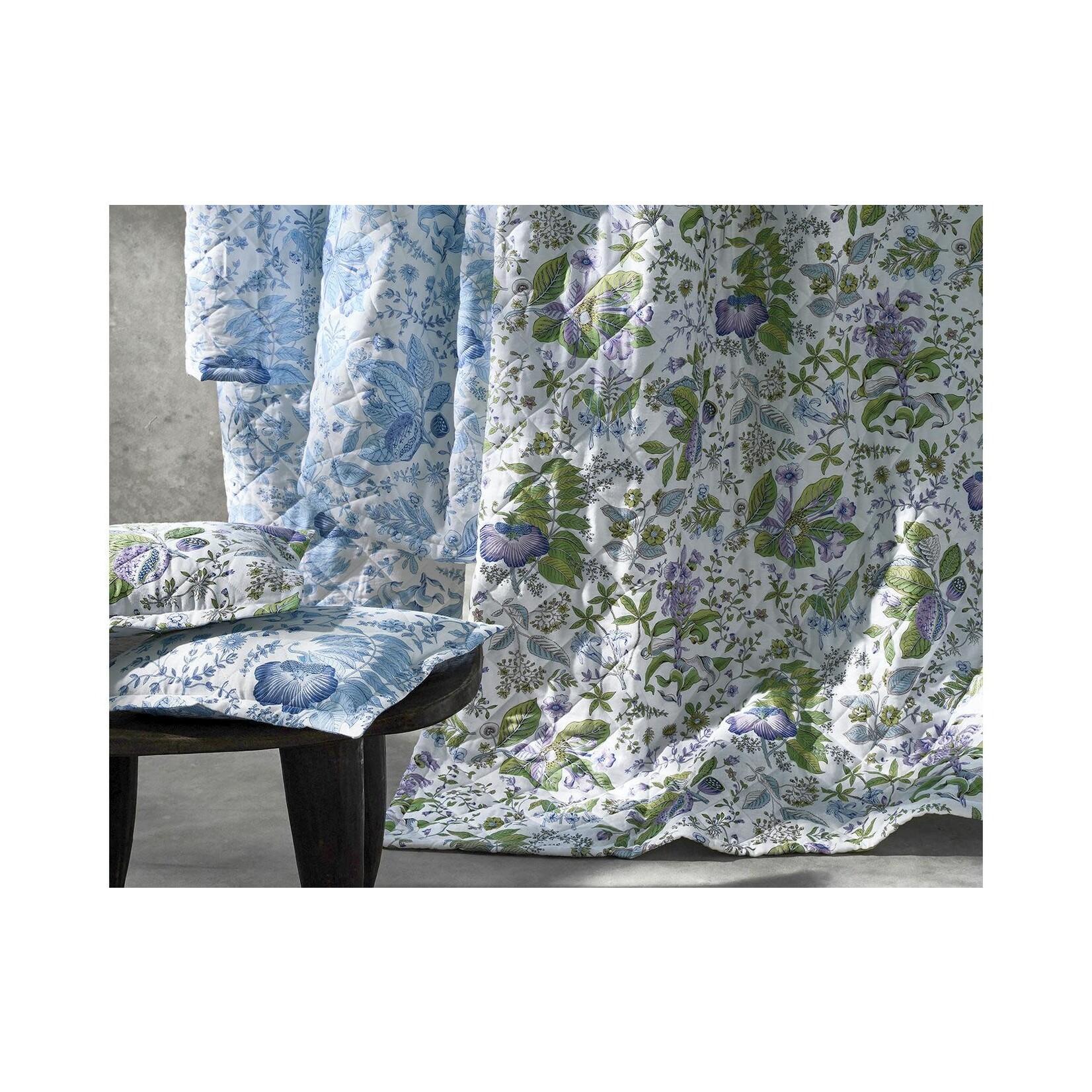 Matouk Pomegranate Linen Quilted Boudoir Sham Flange Porcelain Blue