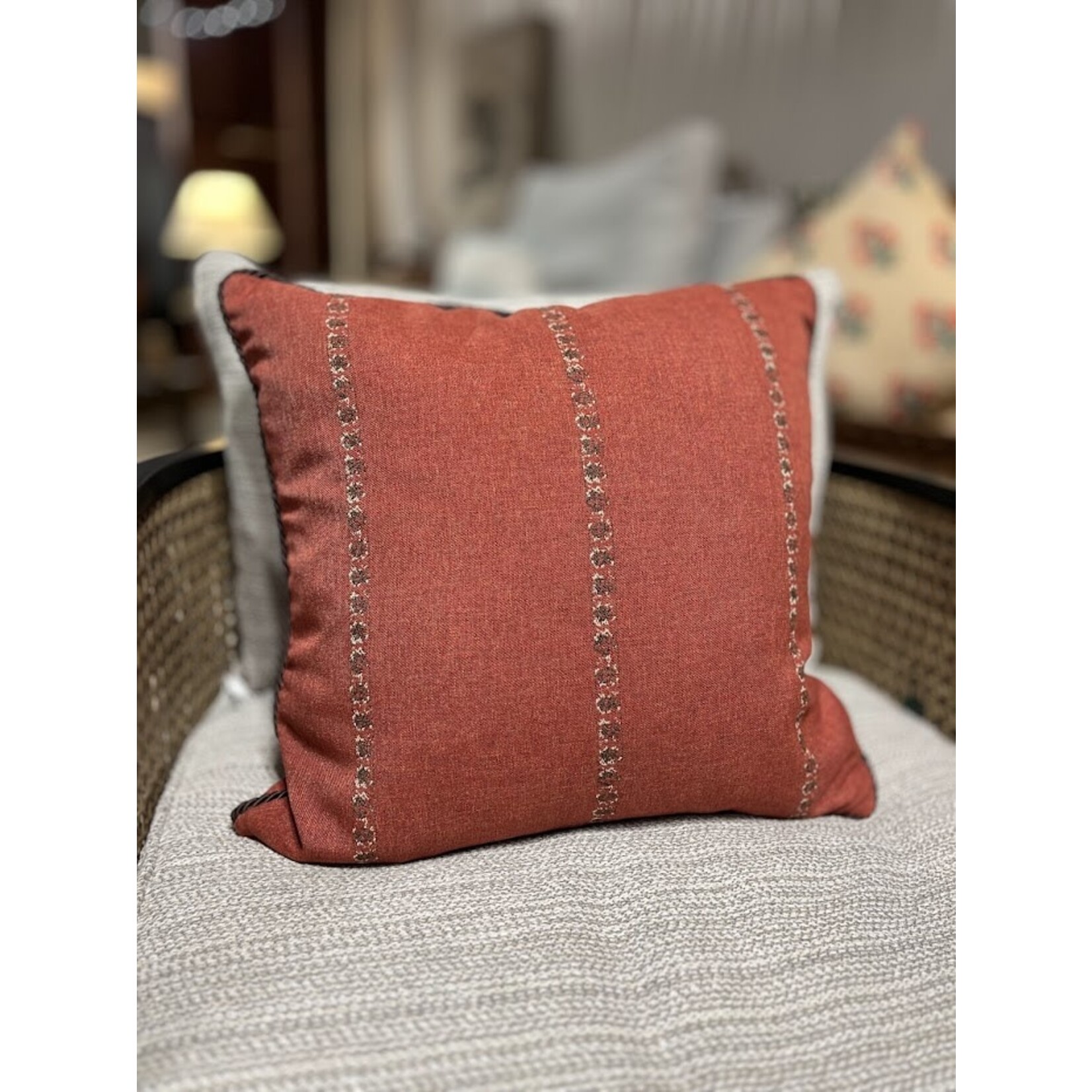 Henredon Paprika with Brown Cord Welt Pillow