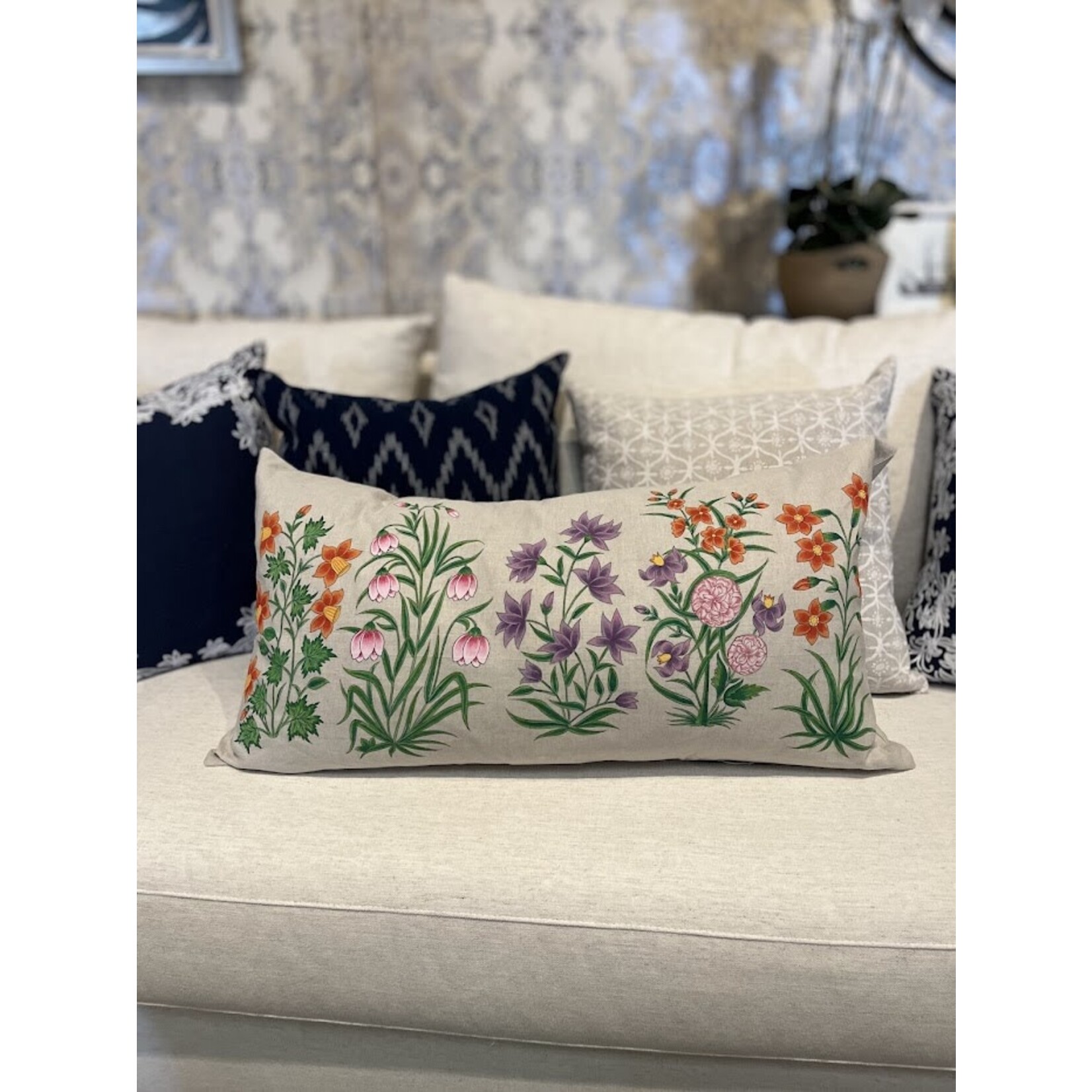 John Robshaw Textiles Garden Party Bolster Pillow with Insert 17"x32"