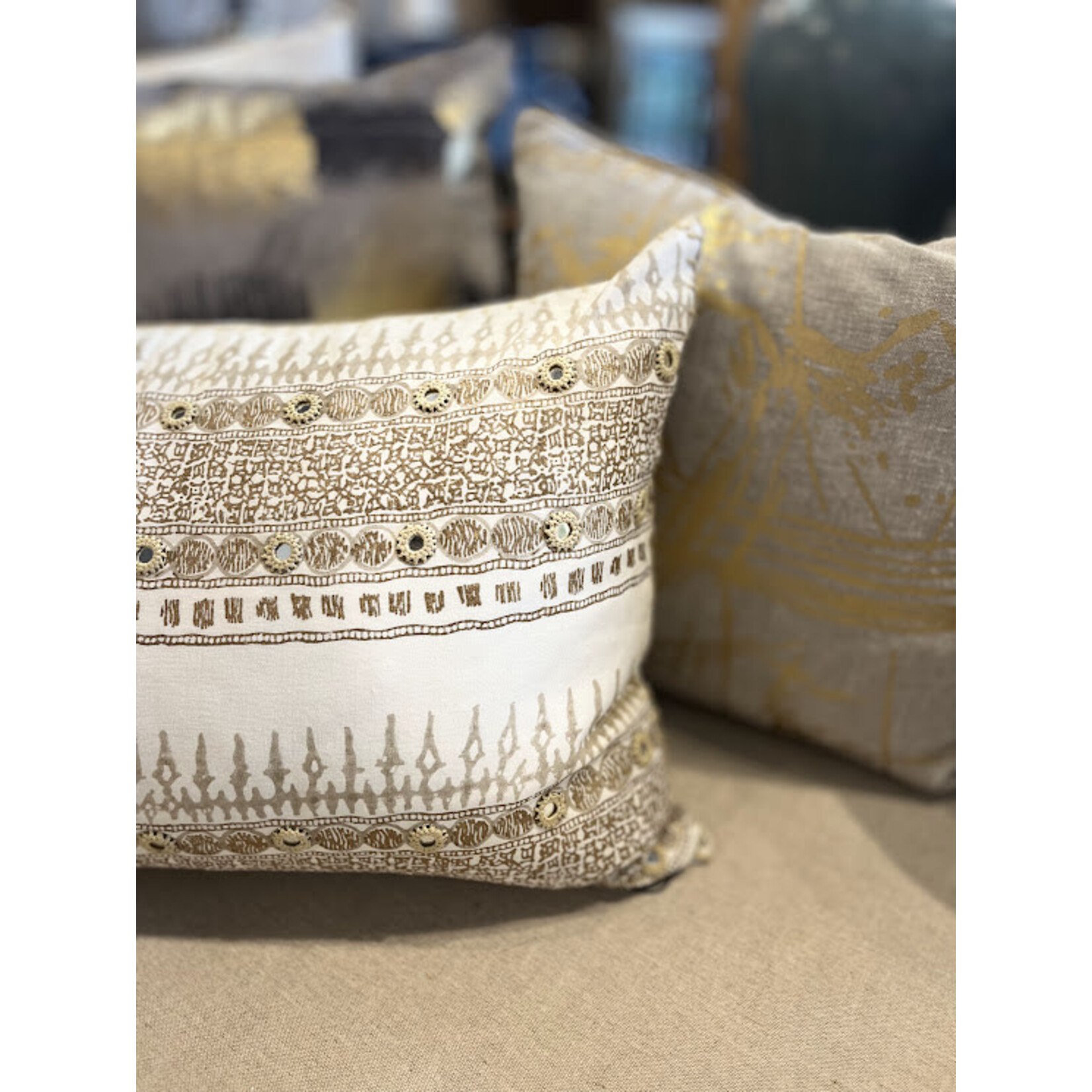 John Robshaw Textiles Primrosa Gold Bolster Pillow