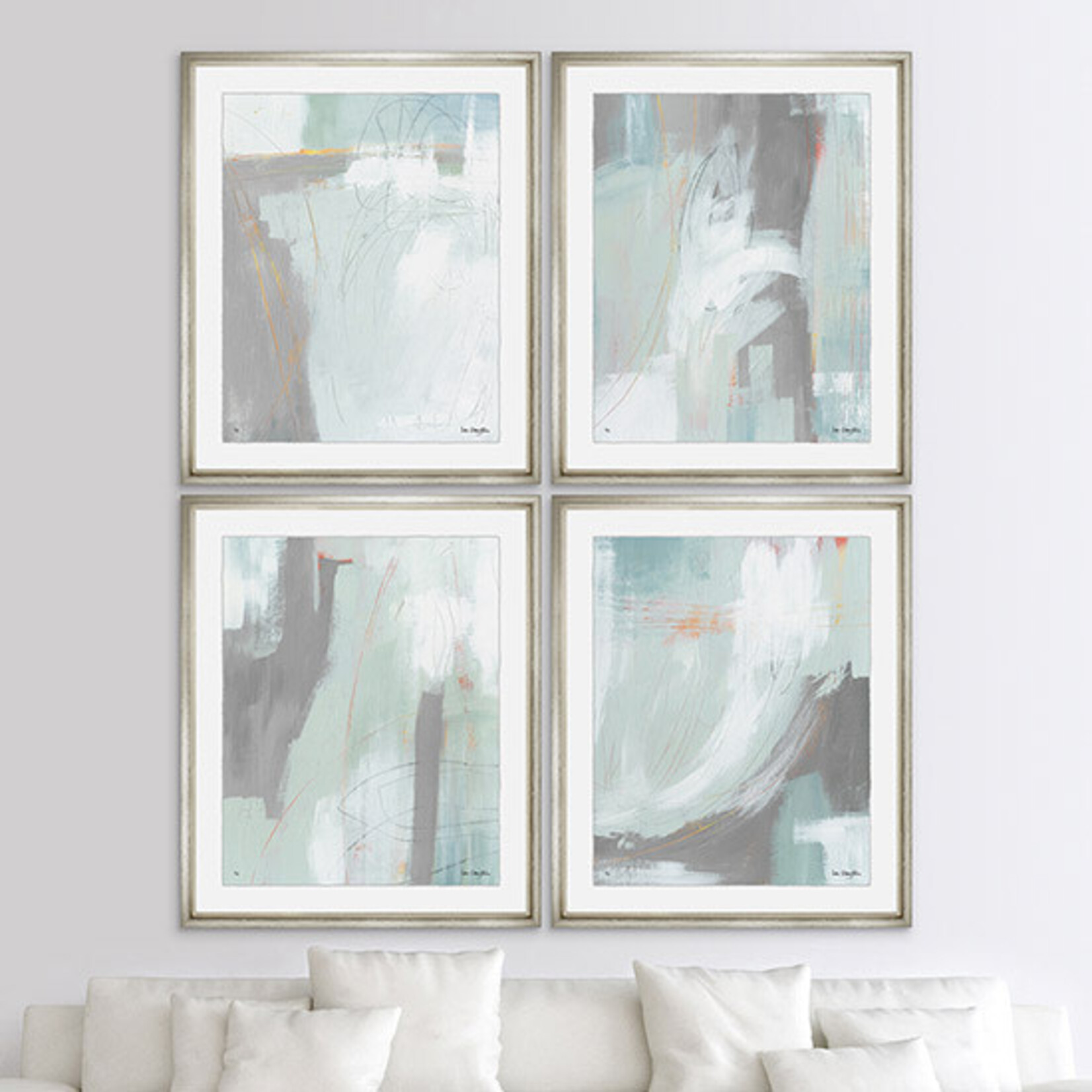 Trowbridge Gallery Soft Aquamarines 4 Framed Artwork