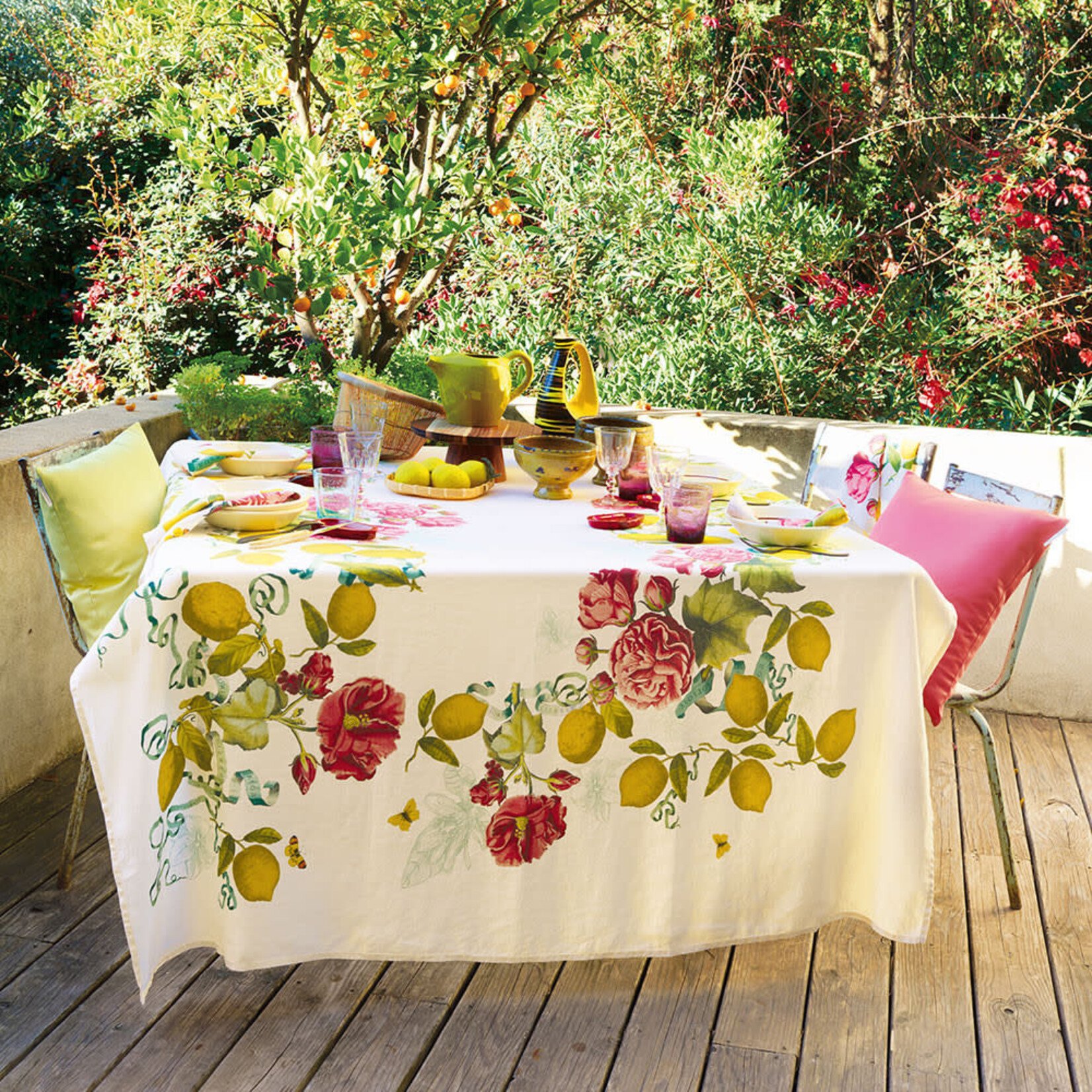 Garnier Thiebaut Citrons De Menton Romance Linen Tablecloth