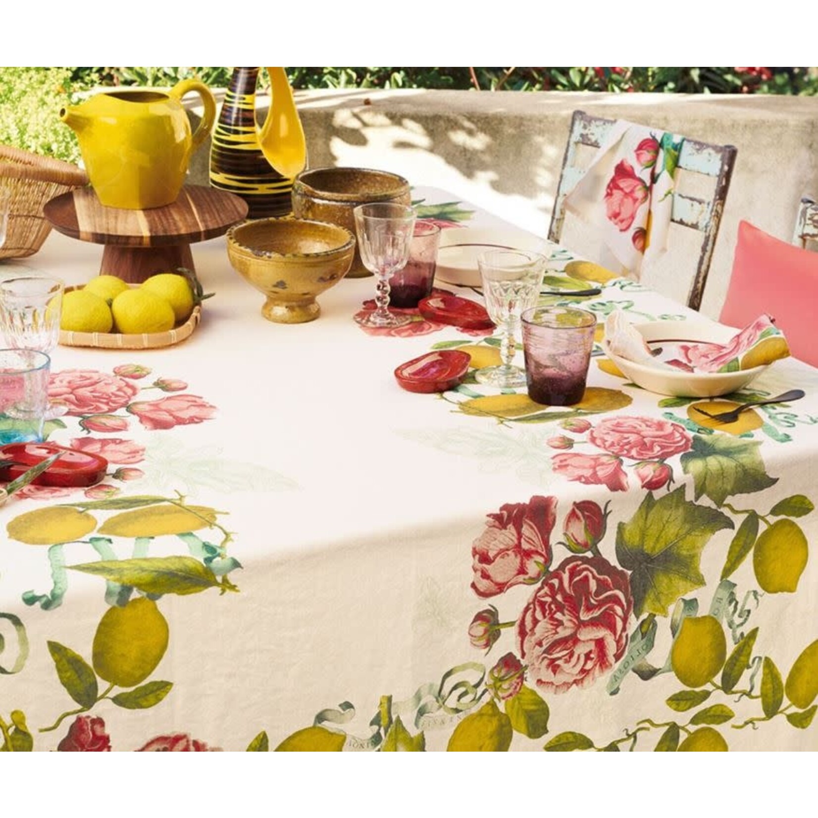 Garnier Thiebaut Citrons De Menton Romance Linen Tablecloth