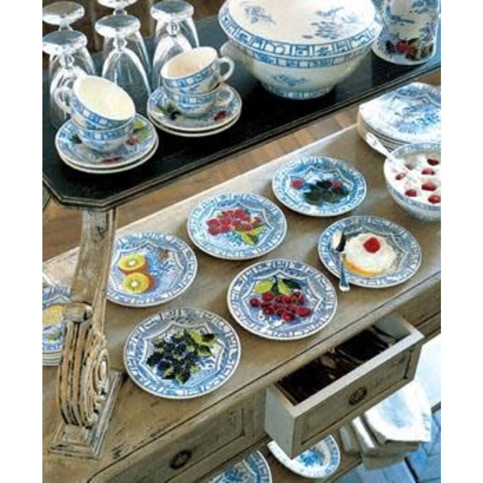 Gien Oiseau Bleu Canape Plates Set of 4