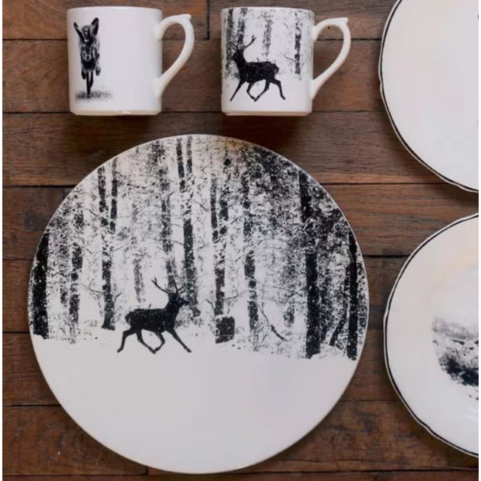 Gien Reindeer Chambord Cake Platter 11.81"