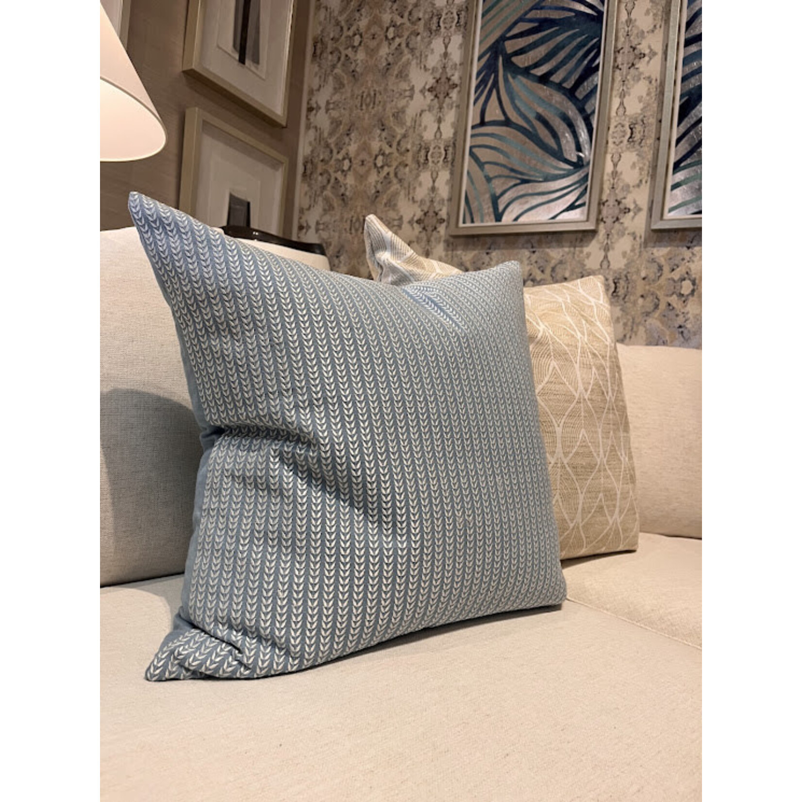 John Robshaw Textiles Maham Light Indigo Decorative Pillow 22x22 with Insert