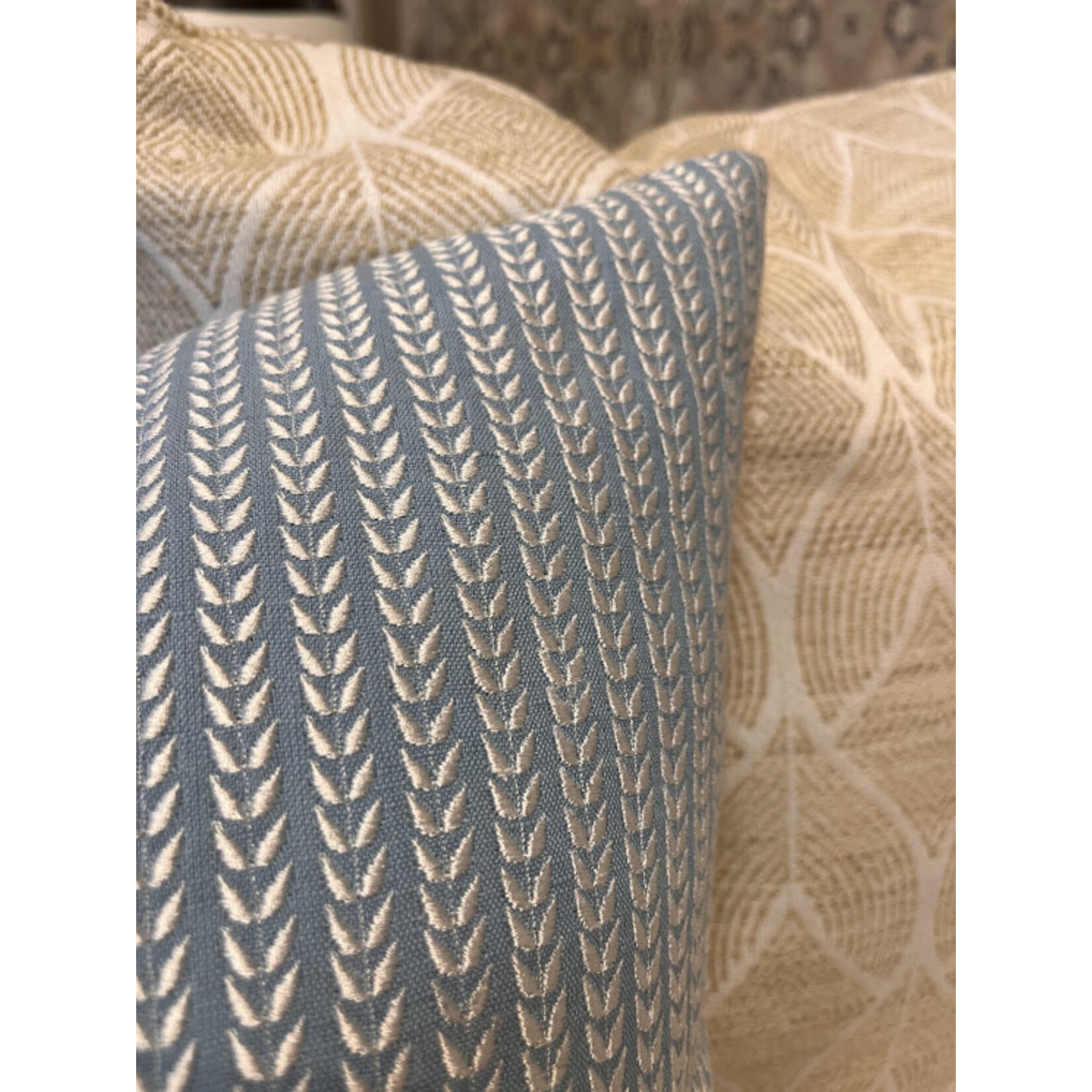 John Robshaw Textiles Maham Light Indigo Decorative Pillow 22x22 with Insert