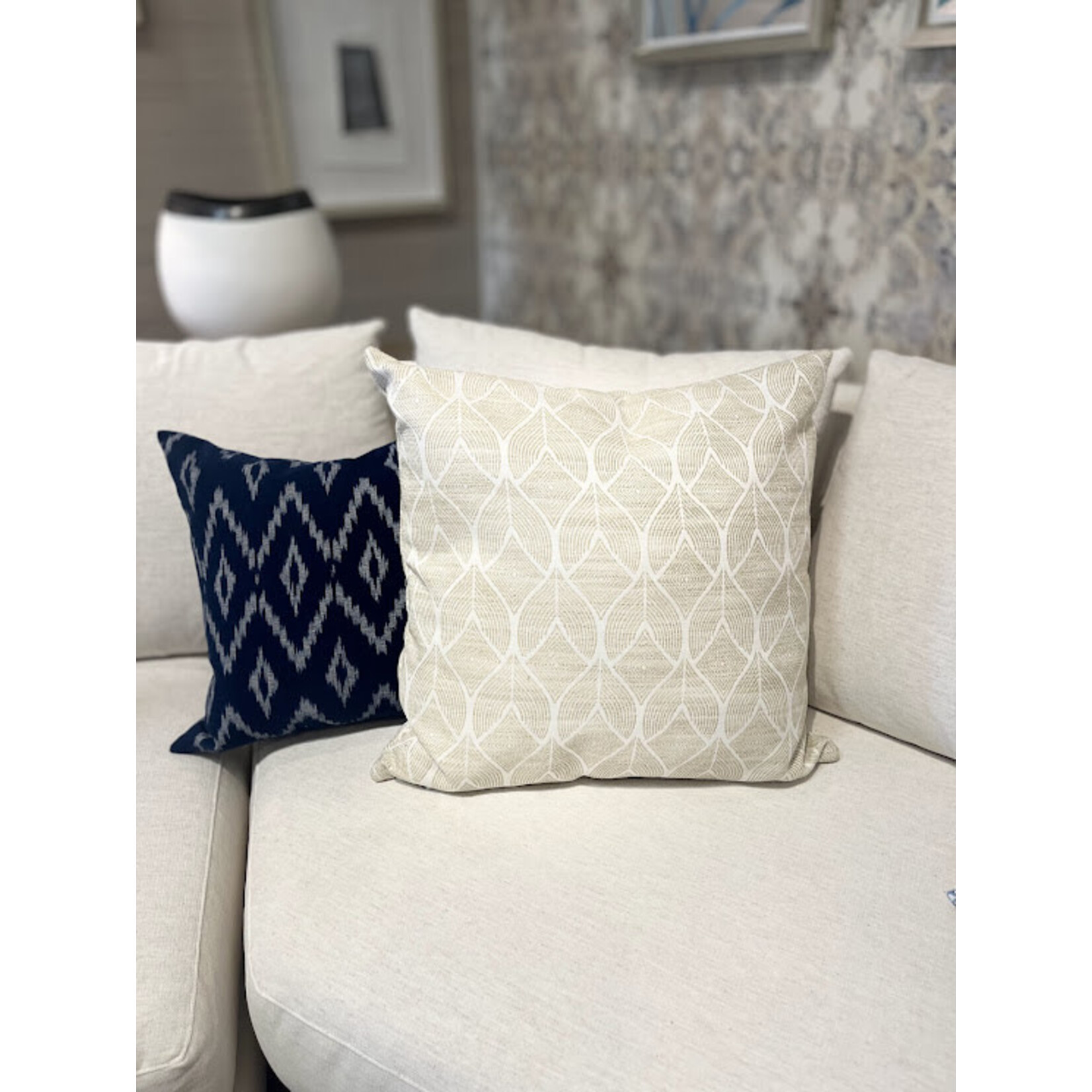 Anaya Cool Tropics Beige Indoor Outdoor Throw Pillow 24x24