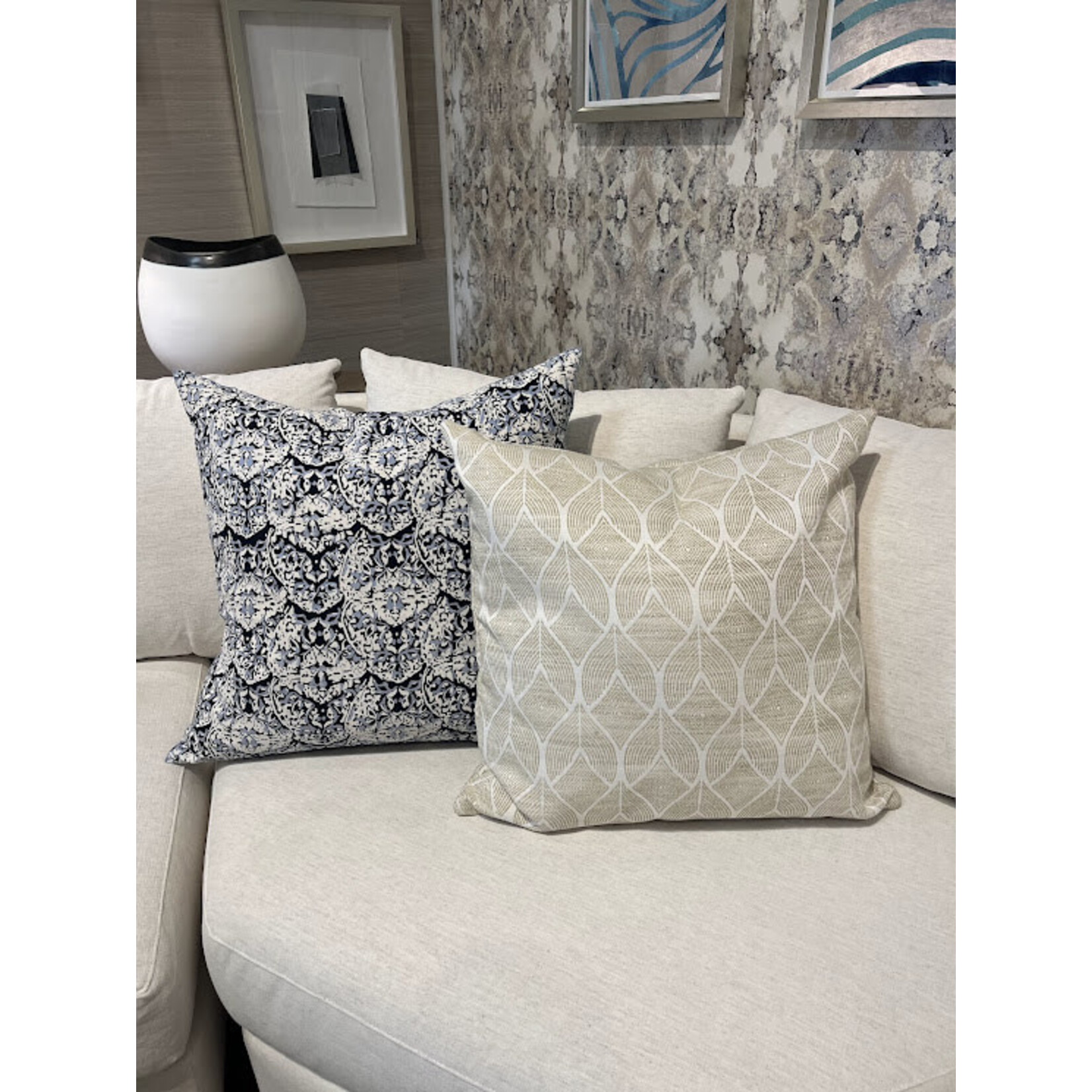 Anaya Cool Tropics Beige Indoor Outdoor Throw Pillow 24x24