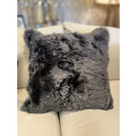 Gabby Alpaca Gray Throw Pillow with Feather Insert 22x22