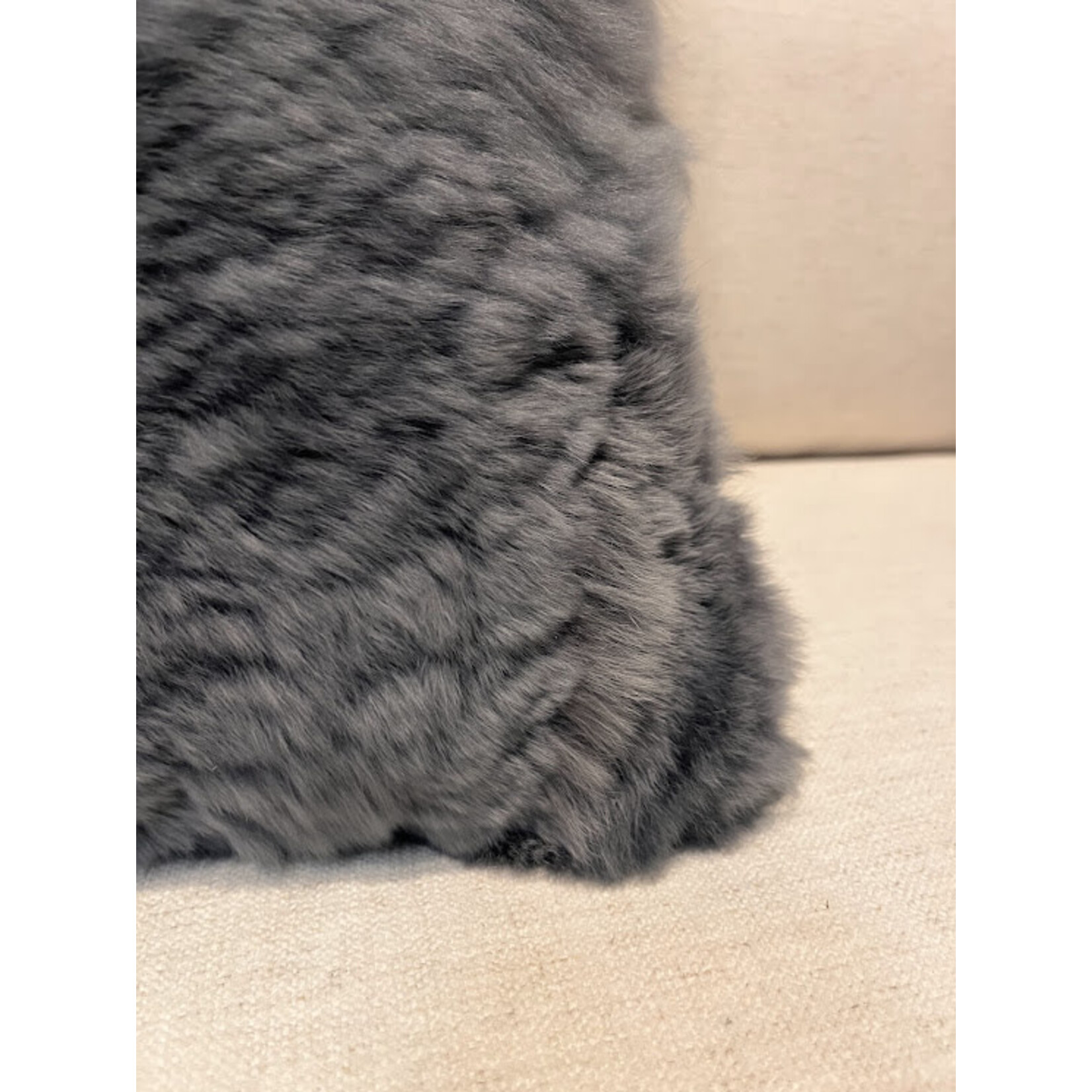 Gabby Alpaca Gray Throw Pillow with Feather Insert 22x22