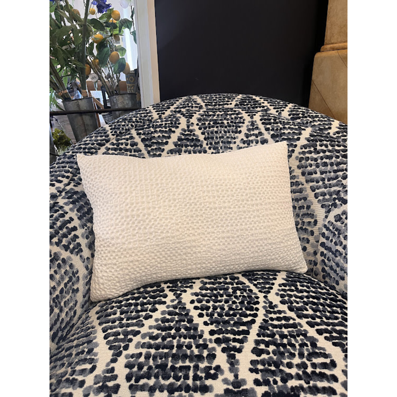 Anaya Waffle Weave Pillow White 14x20 Down Cotton