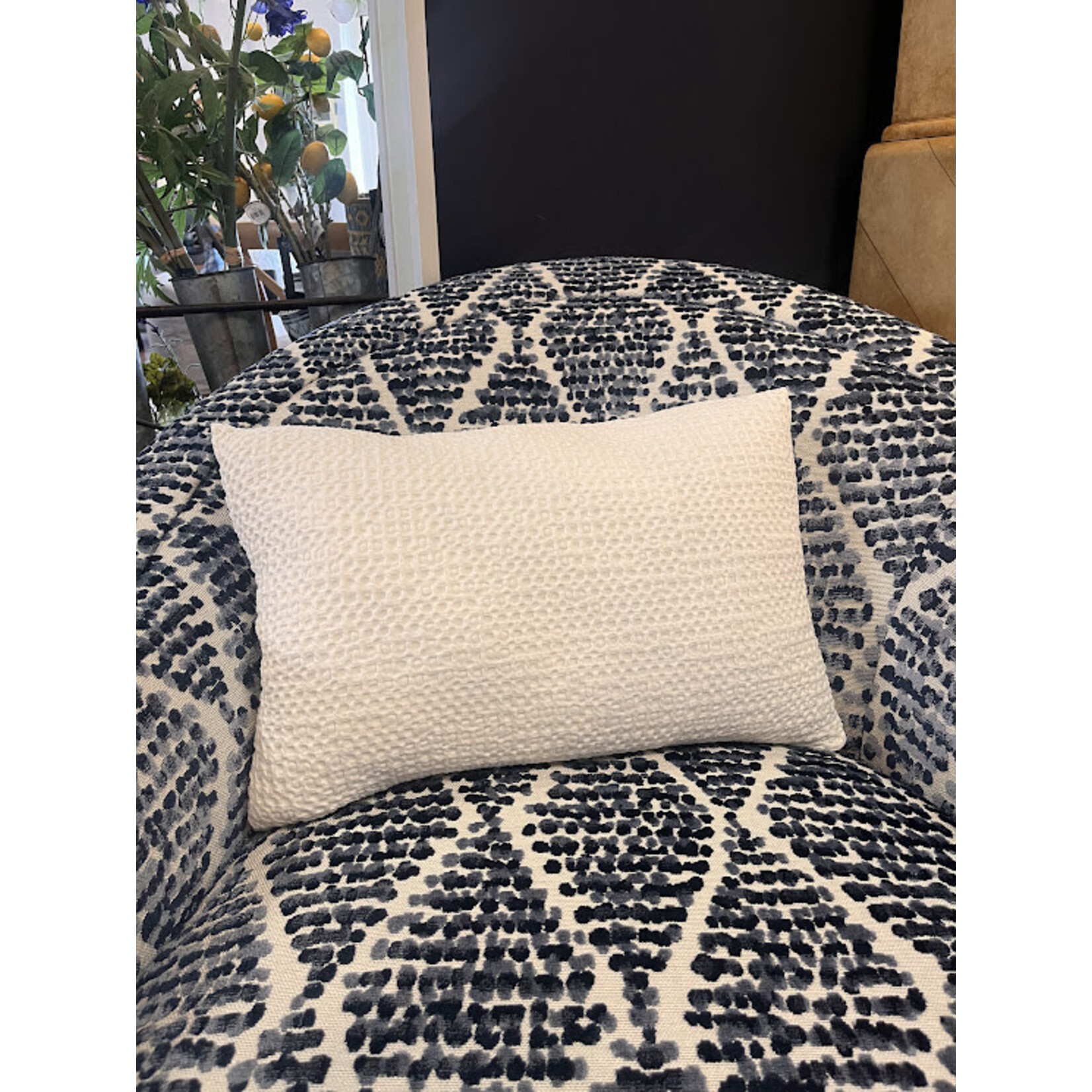 Anaya White 14x20 Down Cotton Waffle Weave Pillow