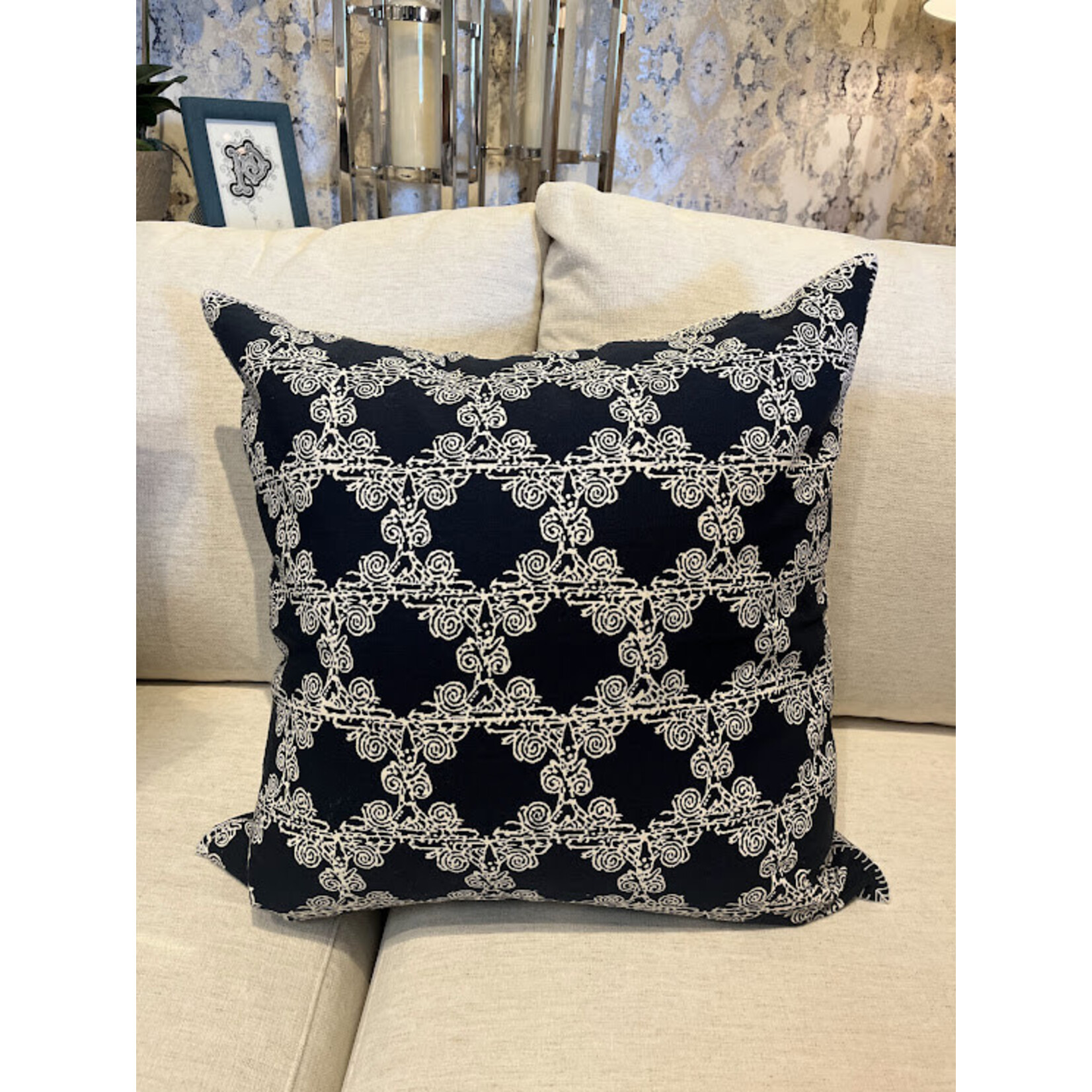 John Robshaw Textiles Upaya Decorative Pillow 22x22 with Feather Insert